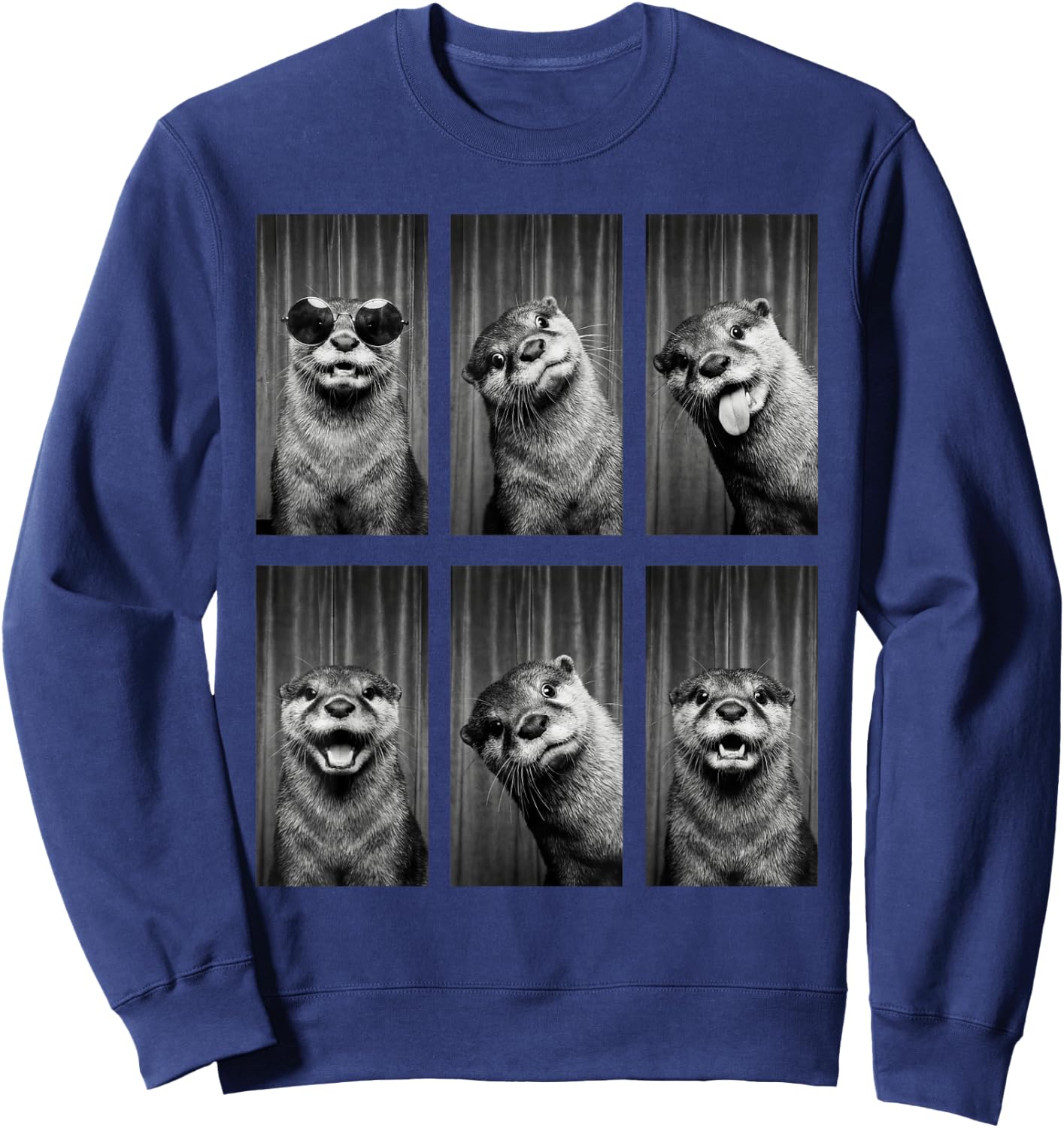 Otter Photobooth Funny Sea Animal Portrait Sweatshirt - Sweatshirt | Navy