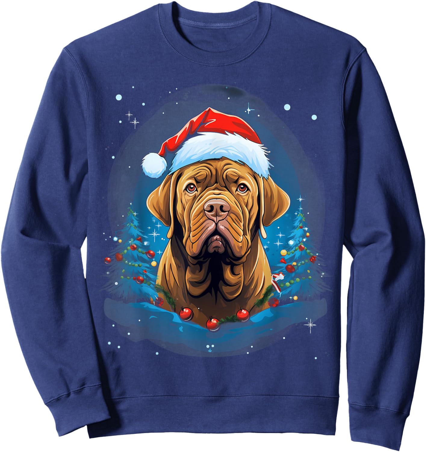 Xmas French Mastiff Dog Christmas Women Kids Sweatshirt - Sweatshirt | Navy