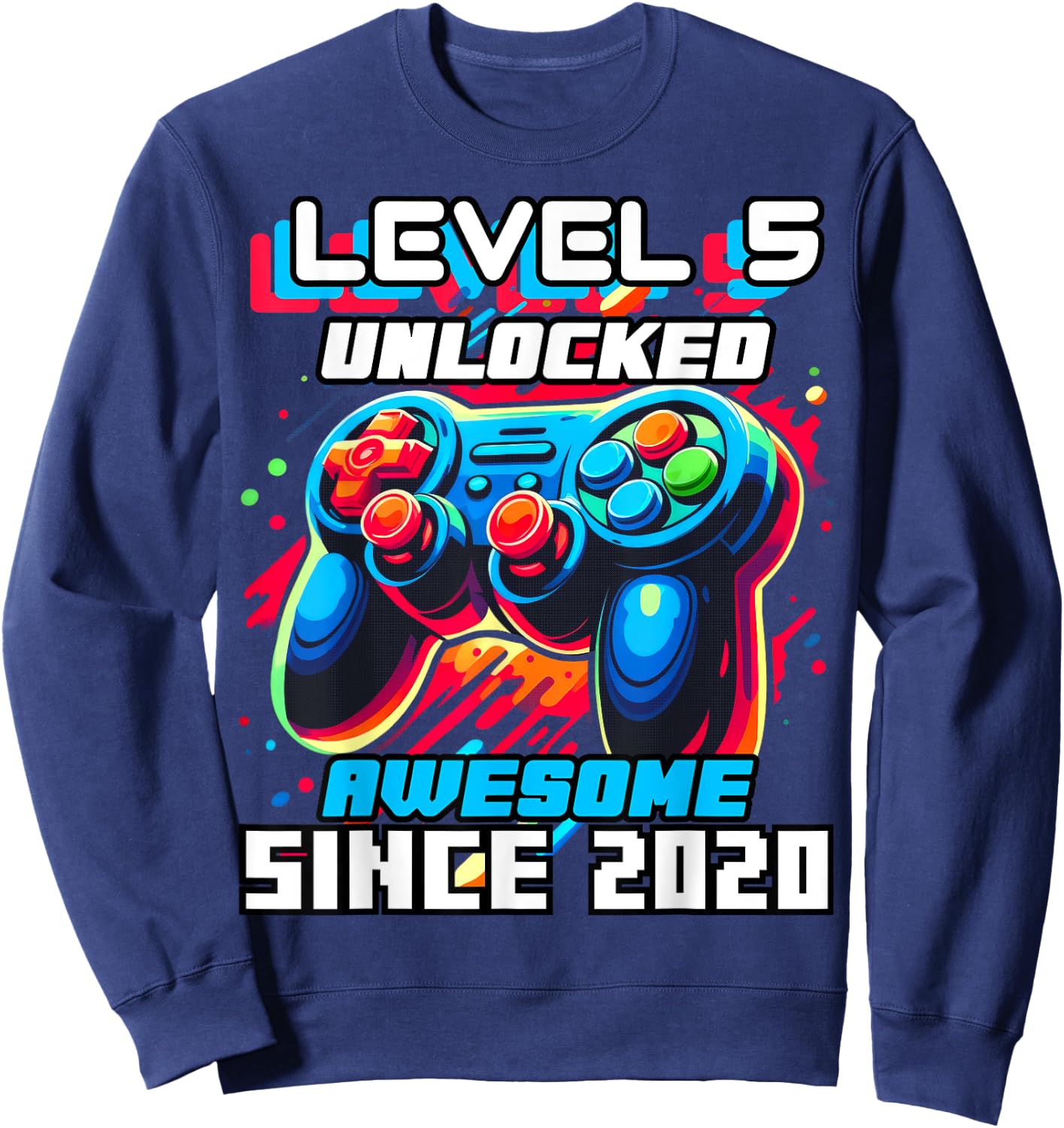 5th Birthday Boy Level 5 Gamer 5 Year Video Game Party Sweatshirt - Sweatshirt | Navy