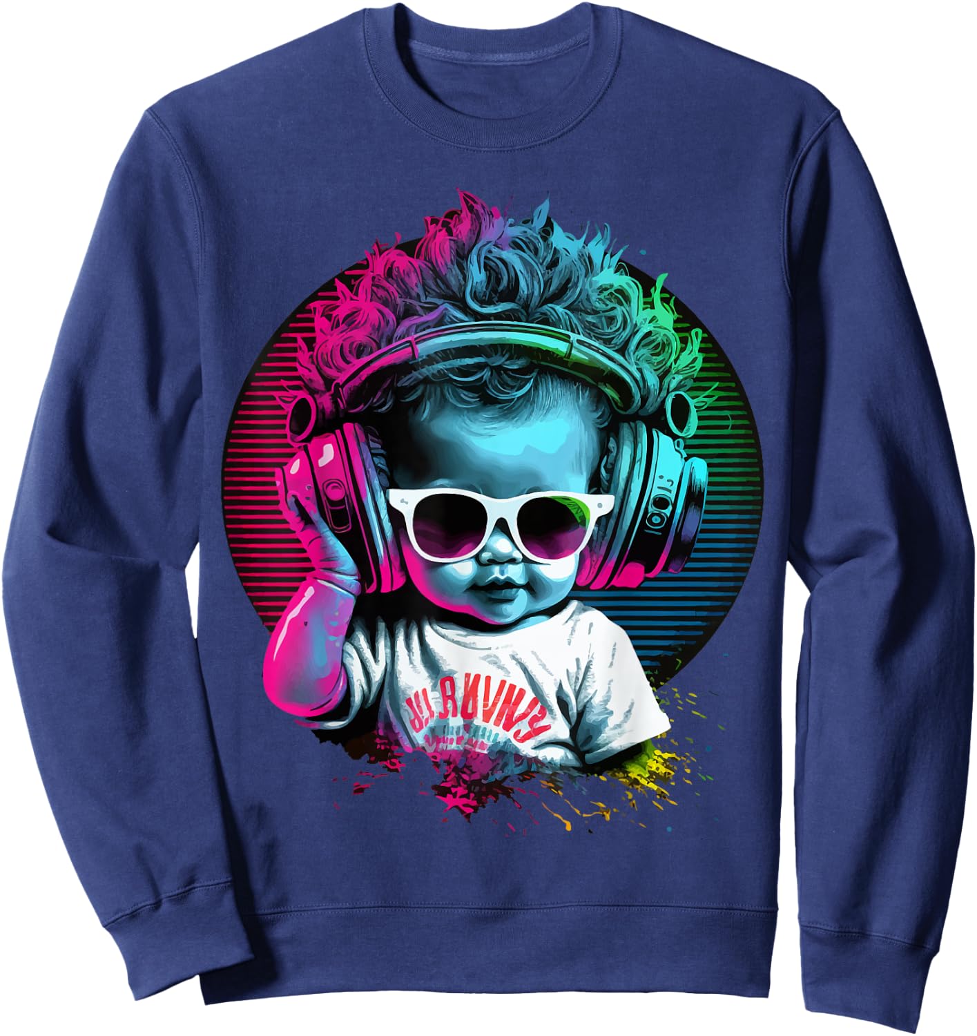 Baby DJ, design, music fun, mix and radio, rock festival Sweatshirt - Sweatshirt | Navy