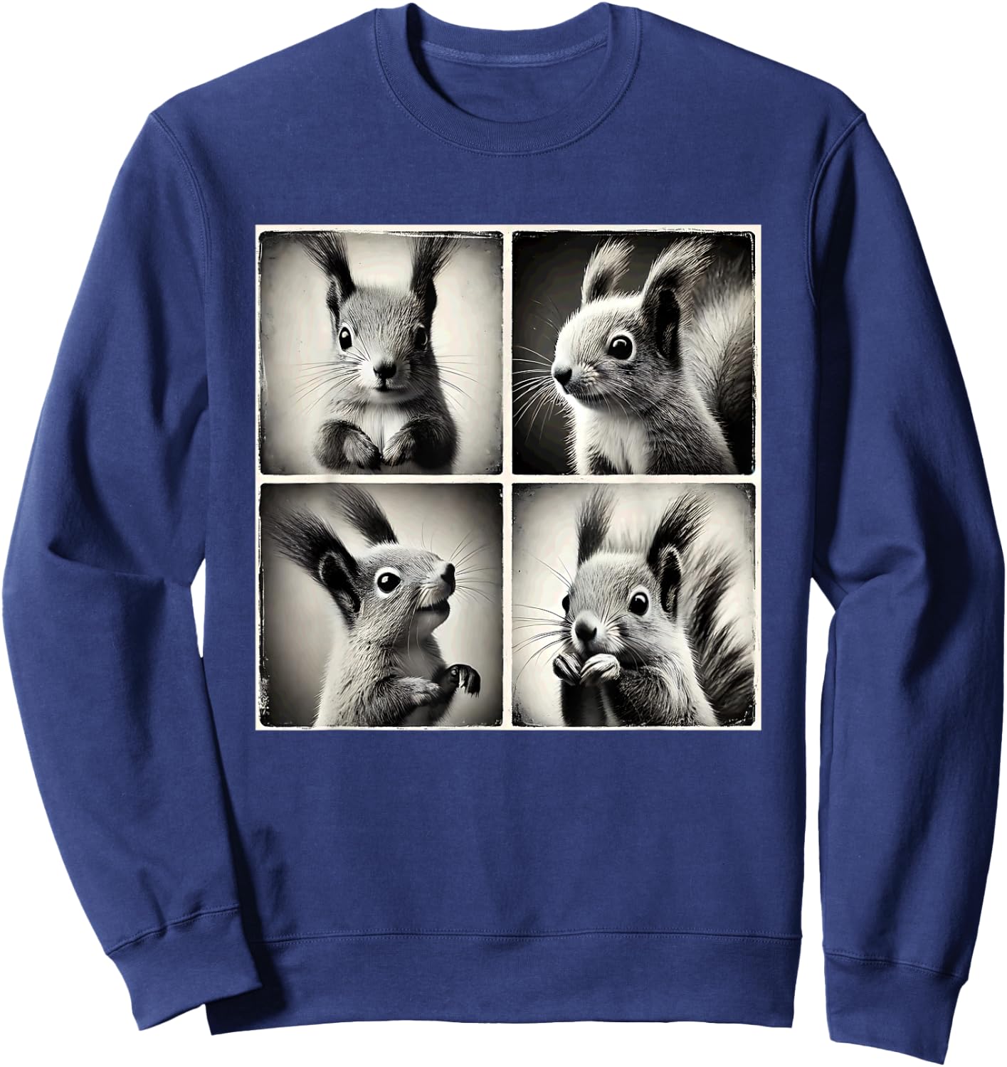 Squirrel Selfie Funny Cute Meme Art Vintage Animal Lover Sweatshirt - Sweatshirt | Navy