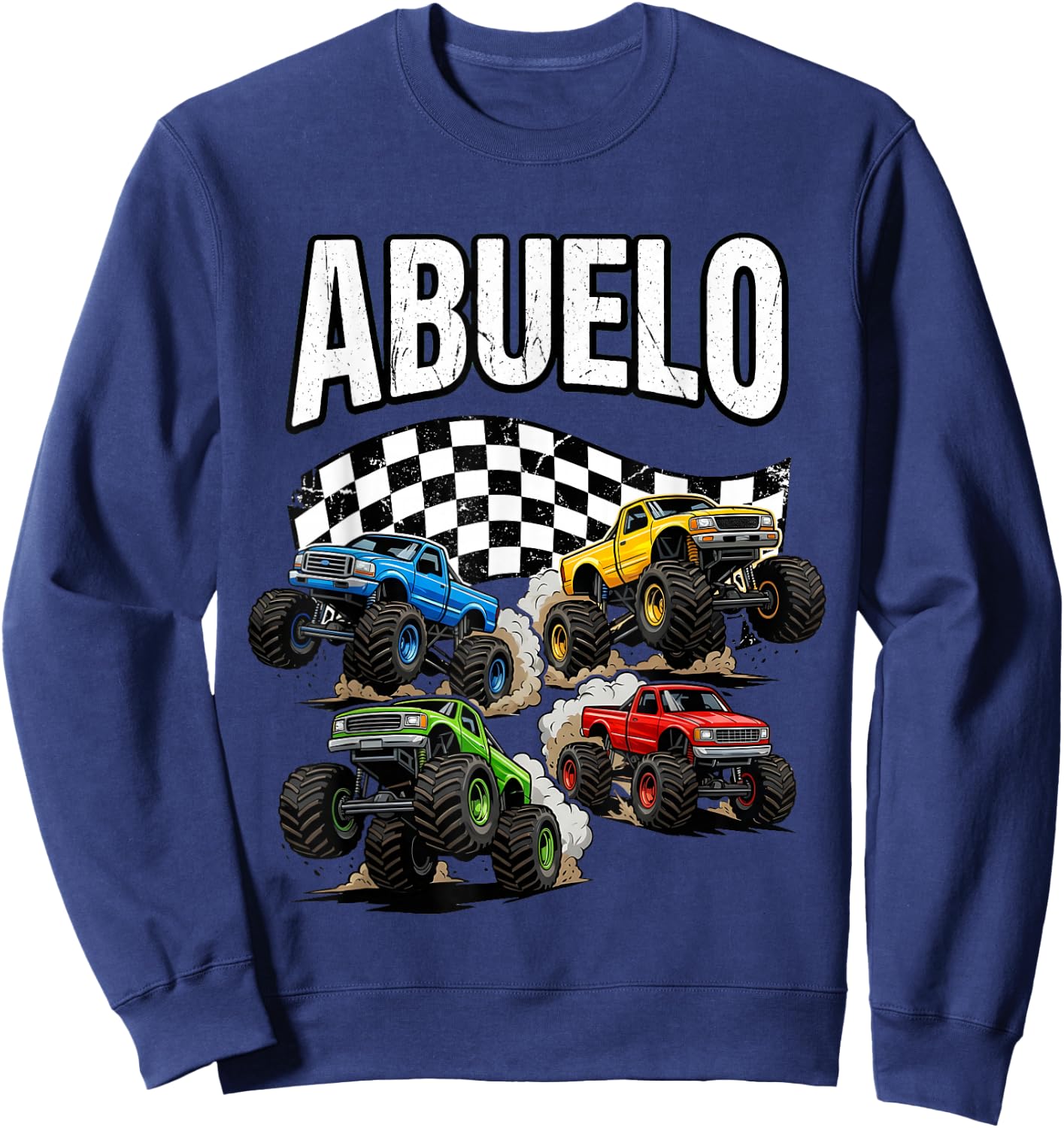 Monster Truck Abuelo Grandpa Birthday Family Crew Matching Sweatshirt - Sweatshirt | Navy