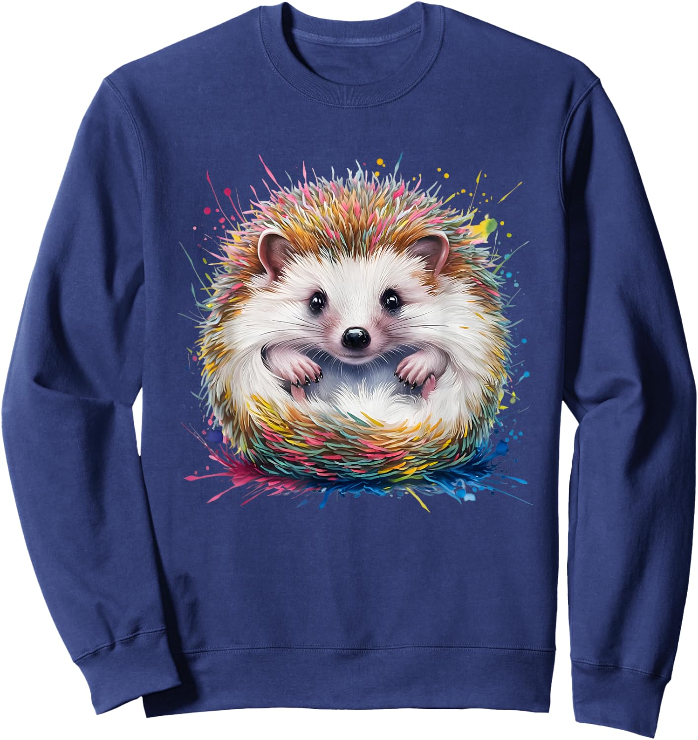Hedgehog Men Woman Colorful Watercolor Hedgehog Sweatshirt - Sweatshirt | Navy