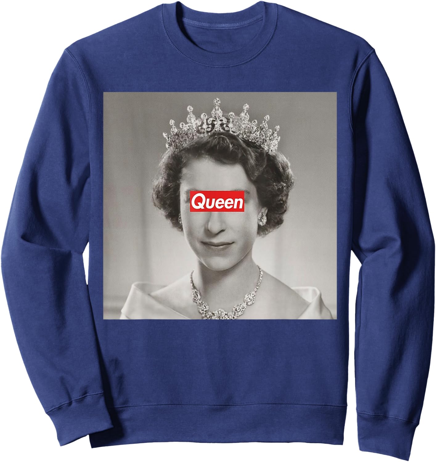 Queen II Elizabeth England Queen of England , black Sweatshirt - Sweatshirt | Navy
