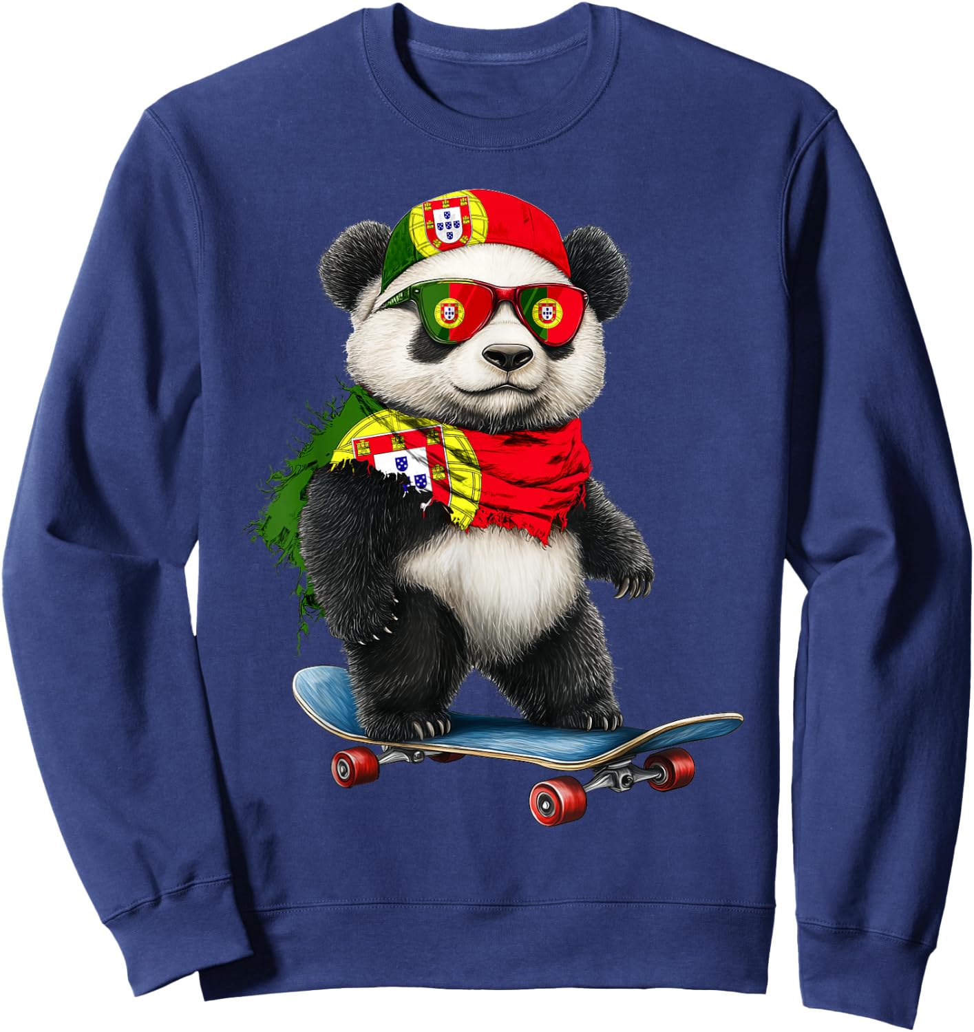 Portuguese Flag American US Flags Panda Heritage Portgual Sweatshirt - Sweatshirt | Navy