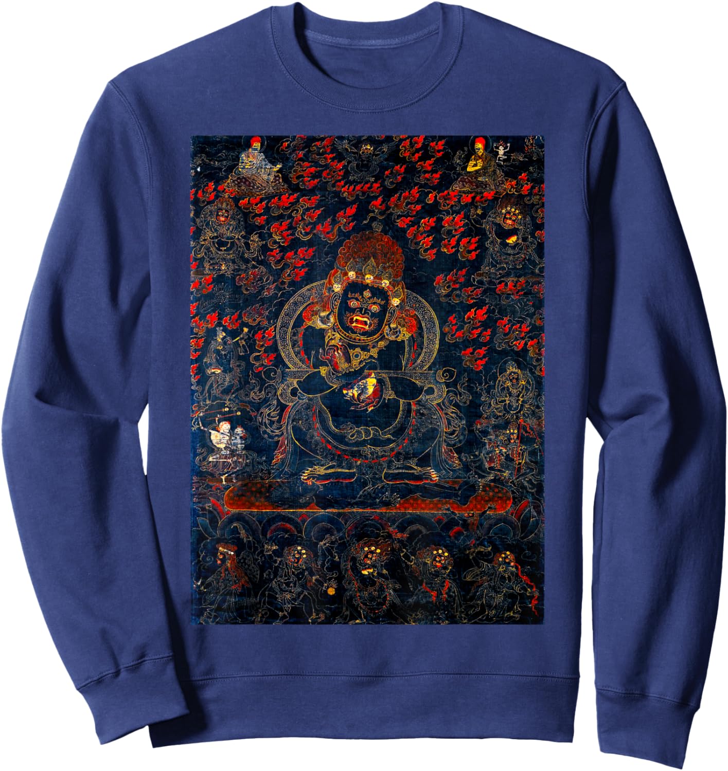 Mahakala Protector Tibetan Buddhist Thangka Mandala Buddhism Sweatshirt - Sweatshirt | Navy