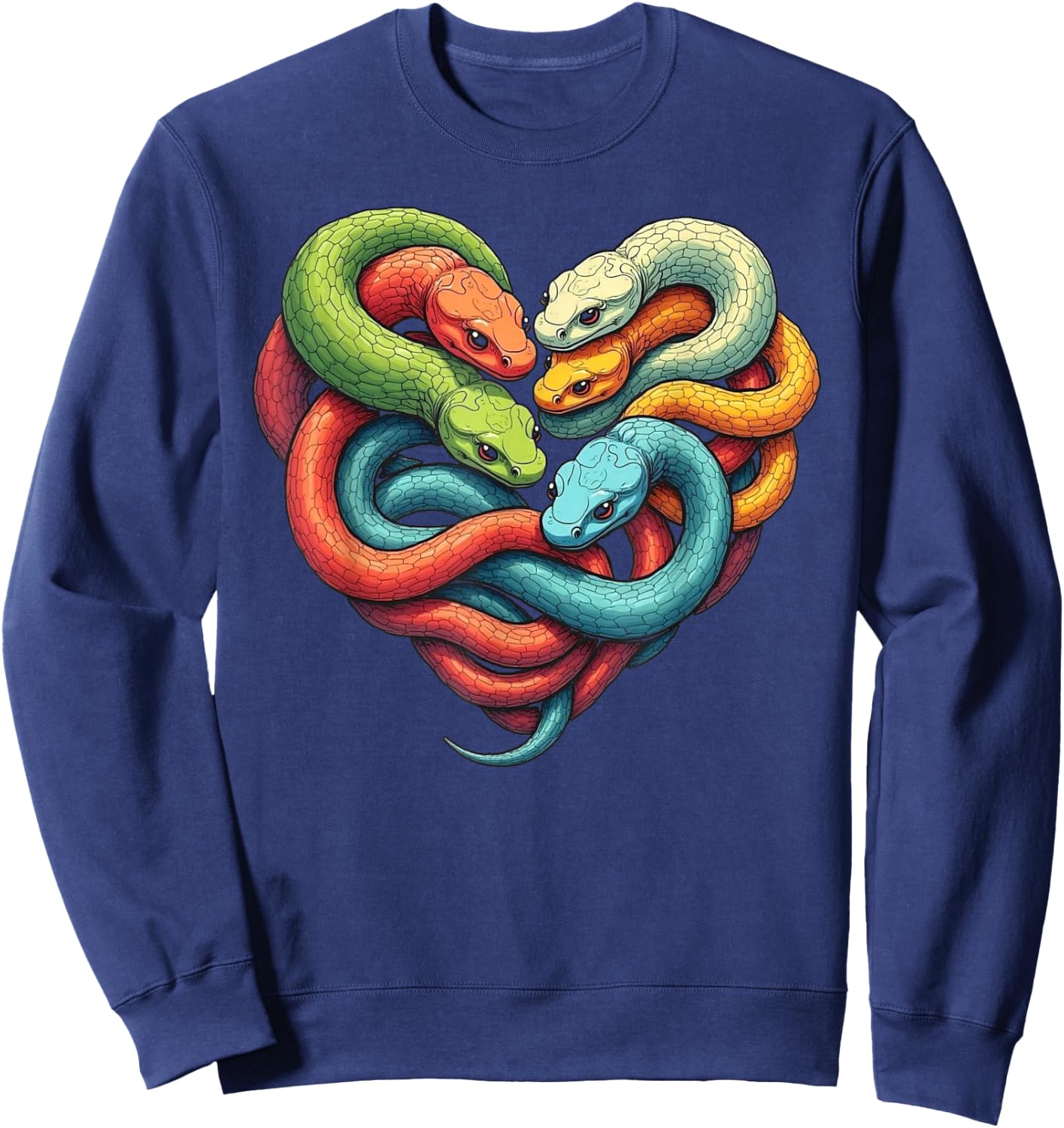 Rainbow Snake Heart Colorful Serpents Art Lover Python Sweatshirt - Sweatshirt | Navy