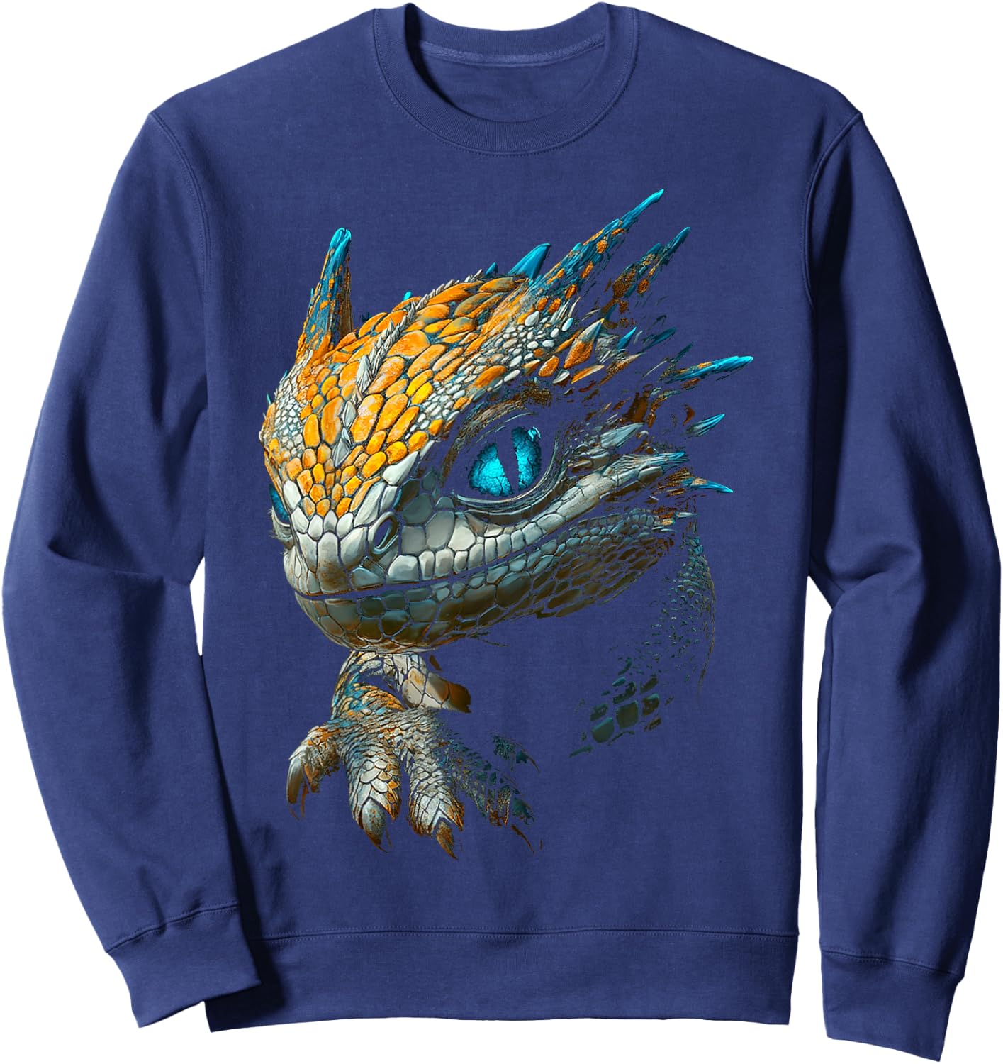 Mythical Dragon Blue Eyes Illustration Dragon Sweatshirt - Sweatshirt | Navy
