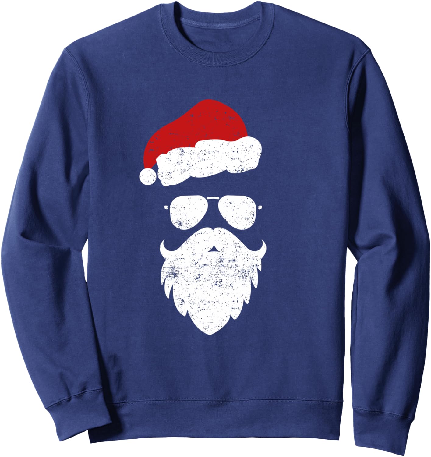 Hipster Santa Beard Aviator Sunglasses and Hat Shirt Sweatshirt - Sweatshirt | Navy