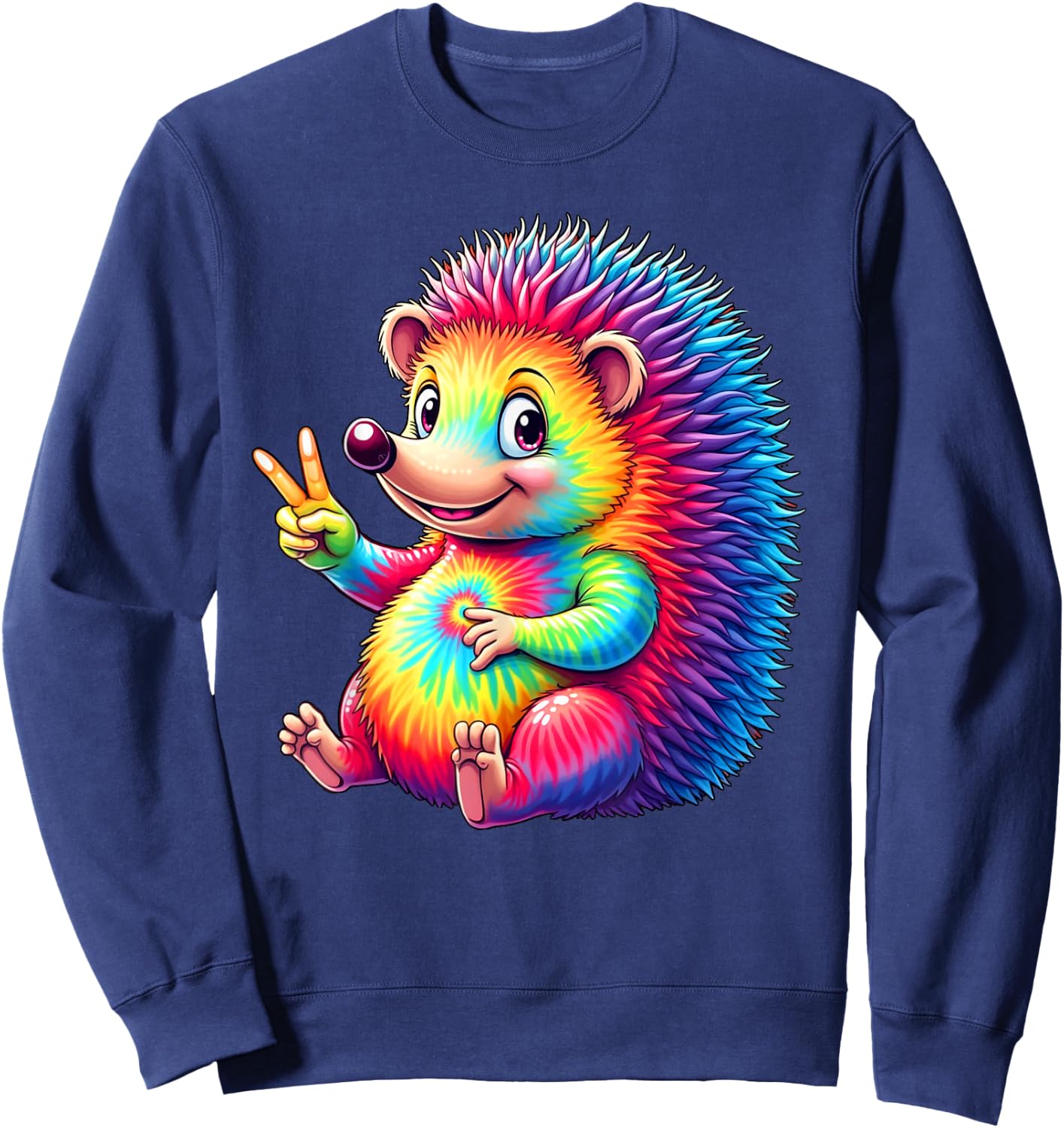 Tie Dye Hedgehog Colorful Hippie Hedgehog Rainbow Sweatshirt - Sweatshirt | Navy