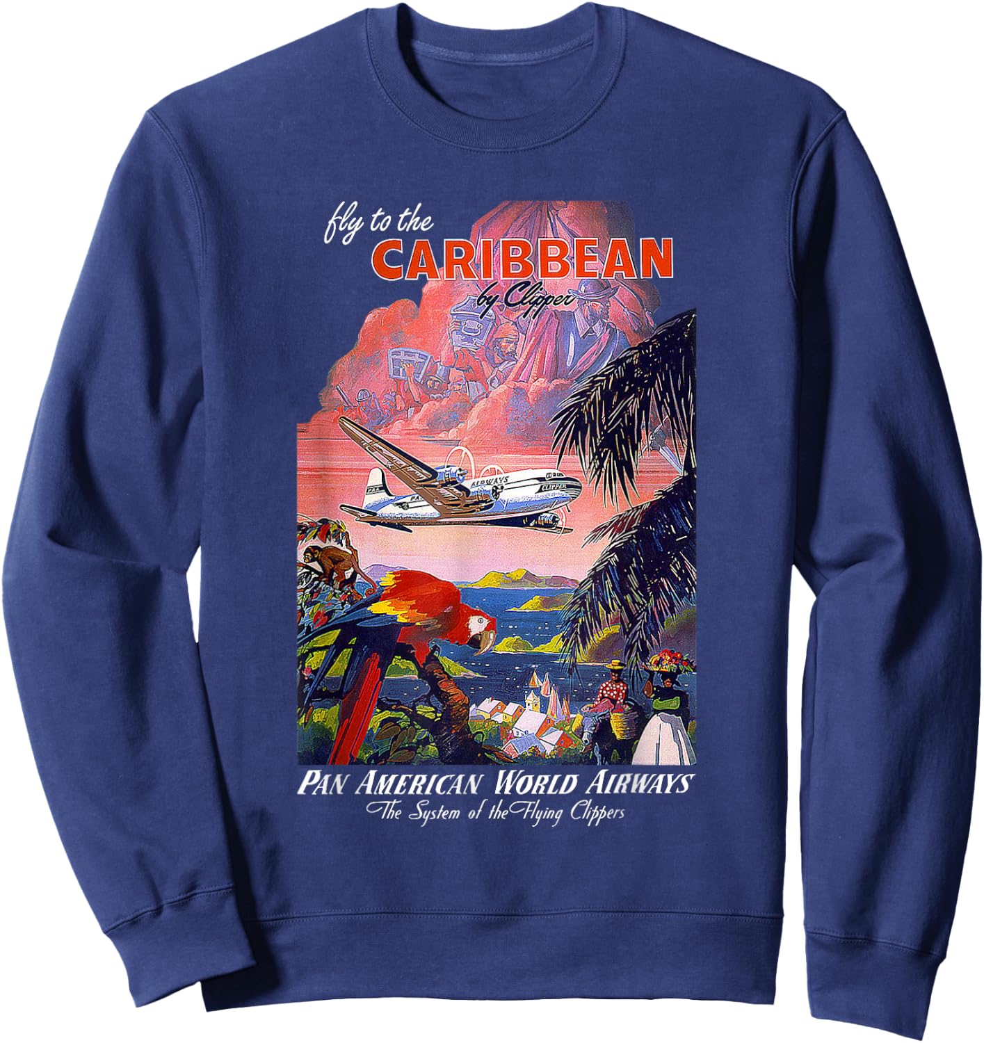 Pan Am Fly to the Caribbean Vintage Sweatshirt - Sweatshirt | Navy