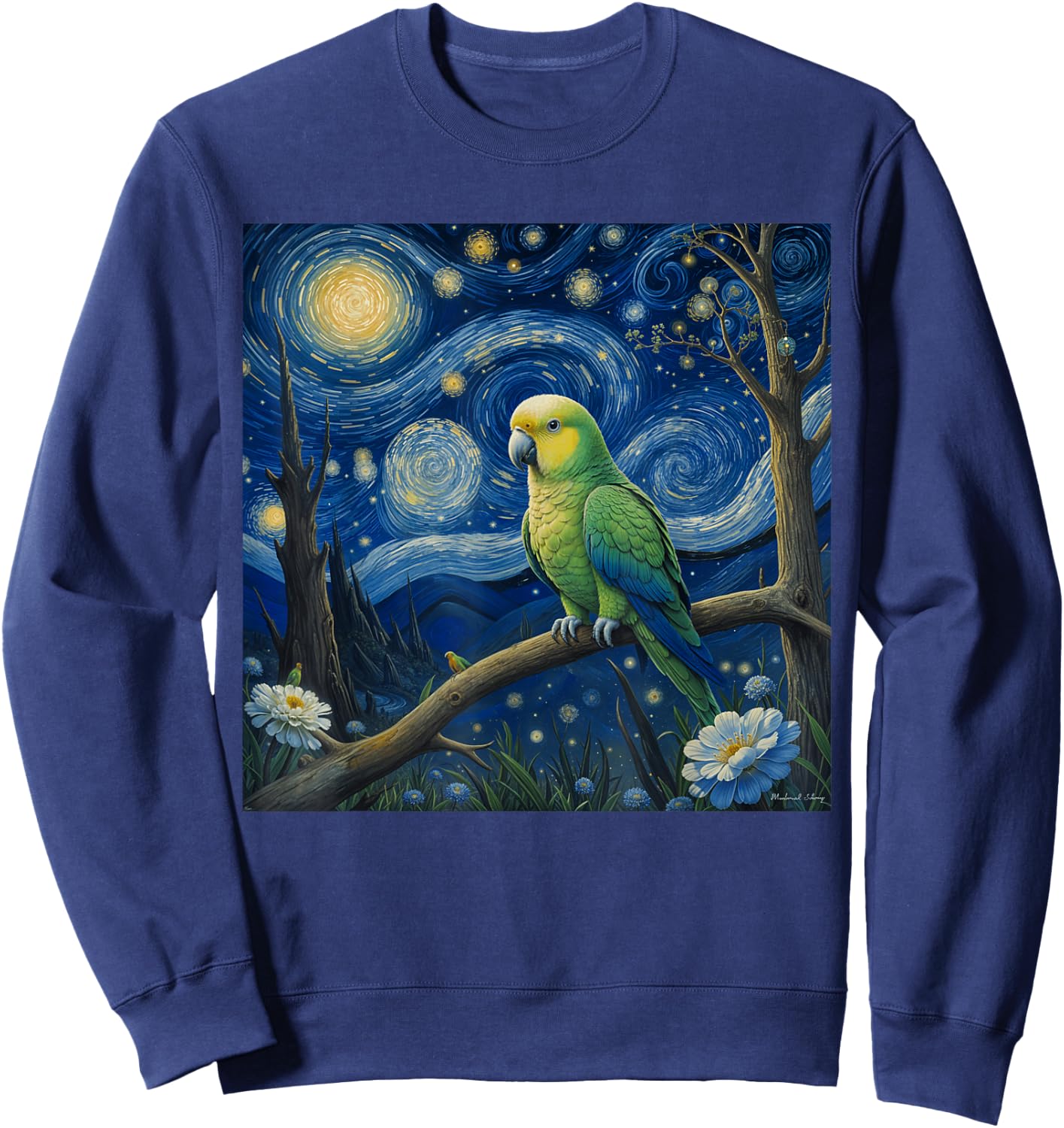 Quaker Parrot Starry Night Quaker Parrot Sweatshirt - Sweatshirt | Navy
