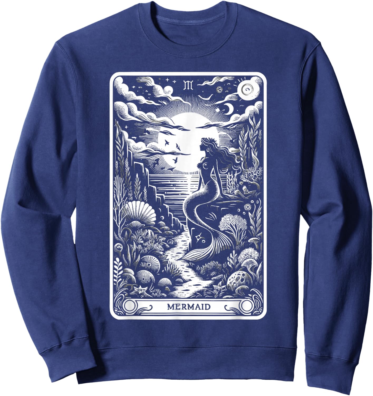 Tarot Card Reading Dark Magic Fortune Telling Mermaid Sweatshirt - Sweatshirt | Navy