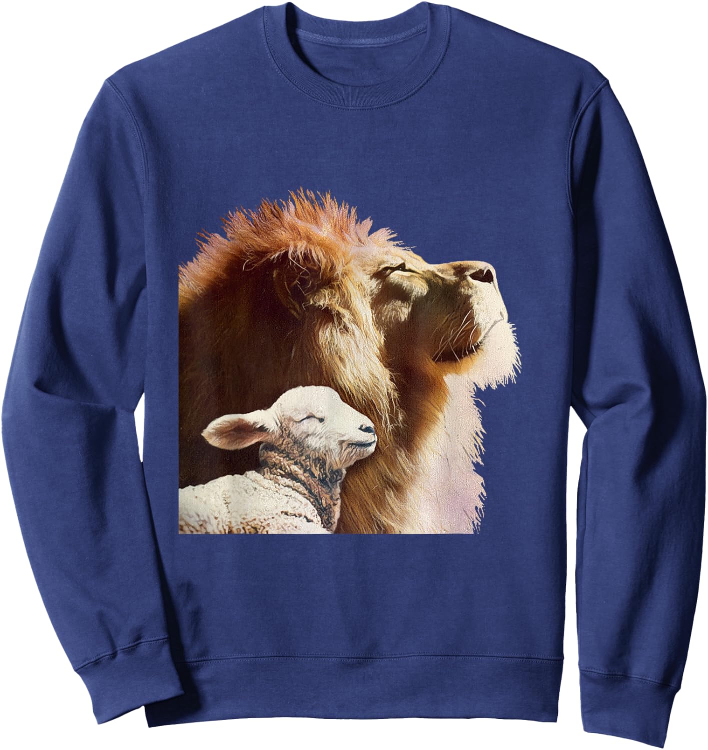 Bible Verse Religious Apparel The Lion and The Lamb Sweatshirt - Sweatshirt | Navy