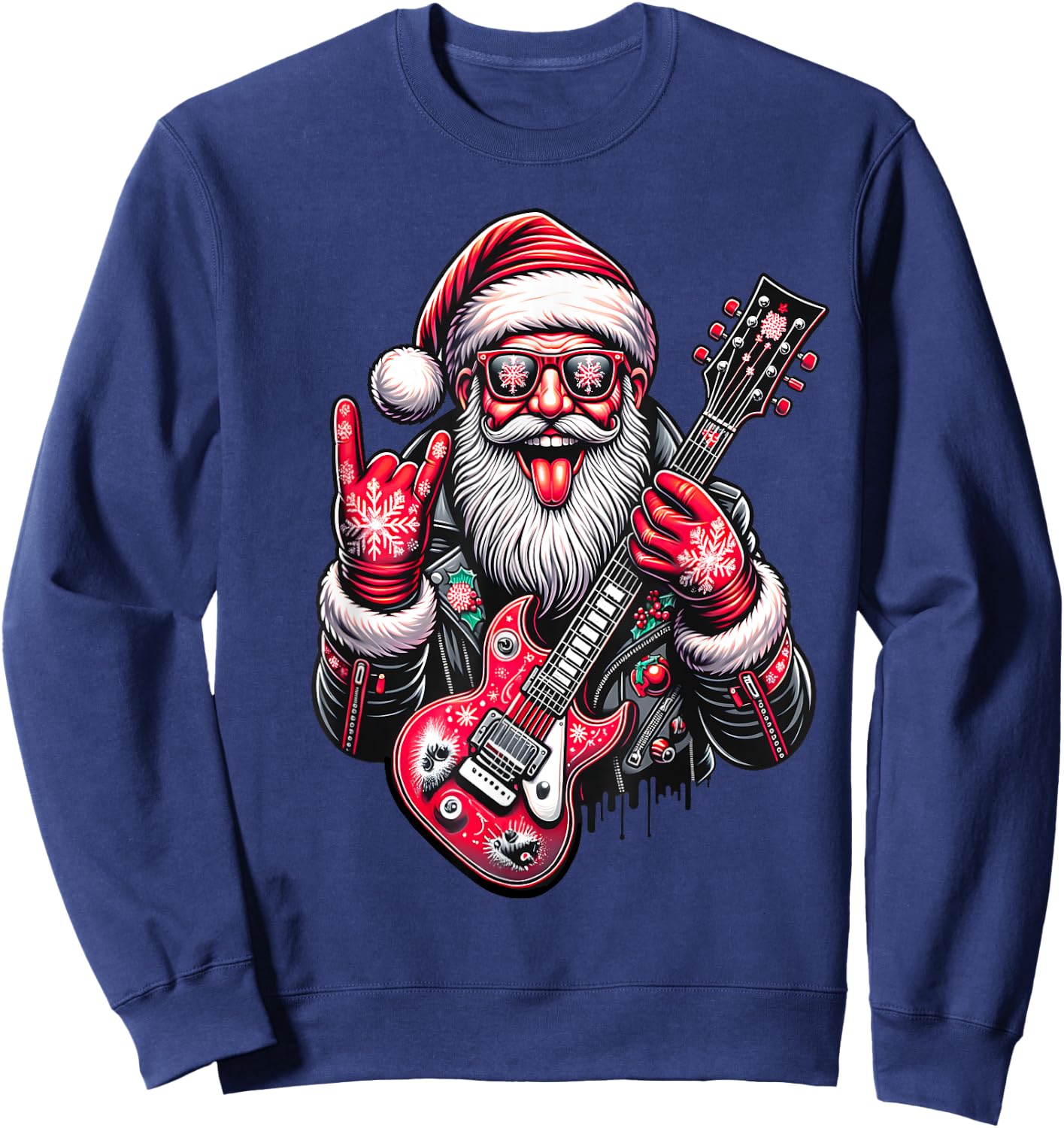 Vintage Rock & Roll Santa Claus Shirt Boys Sweatshirt - Sweatshirt | Navy