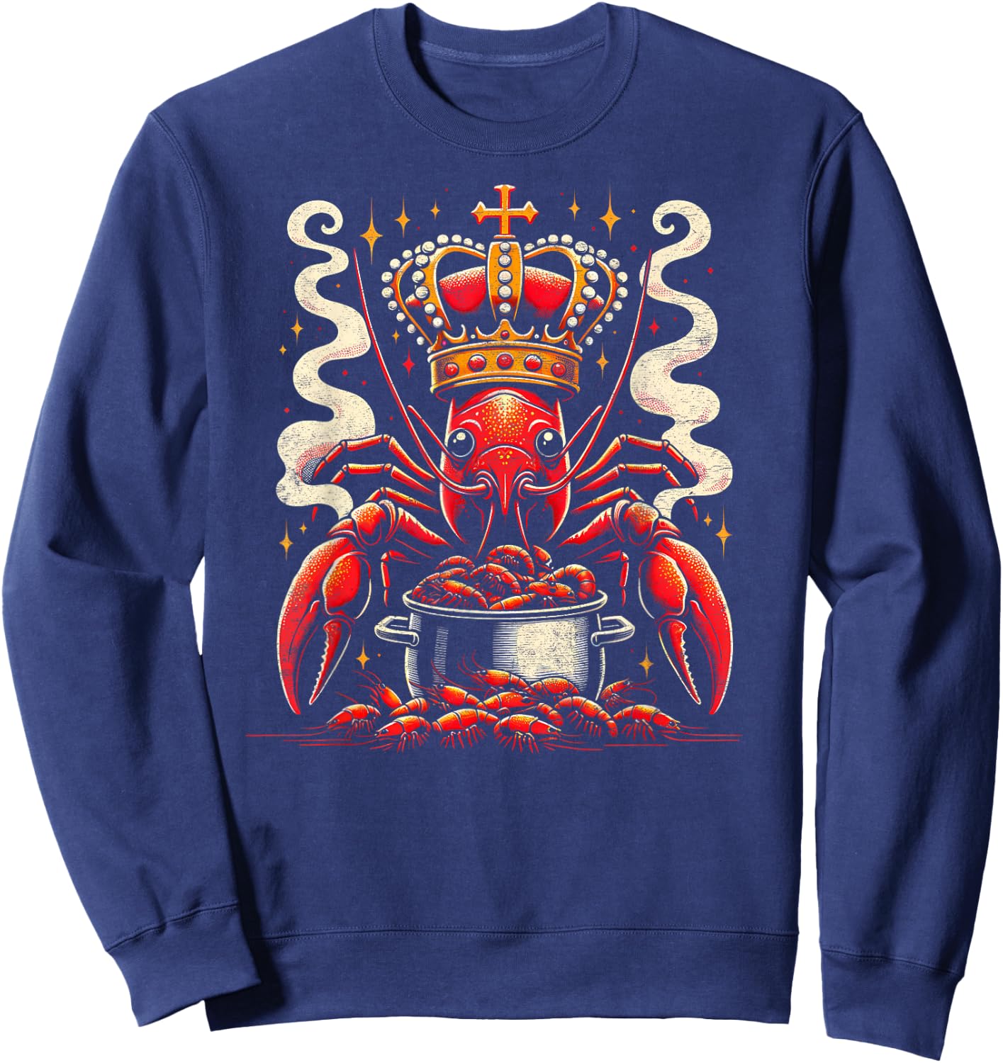 Crawfish King Of The Boil Louisiana Cajun Seafood Sweatshirt - Sweatshirt | Navy