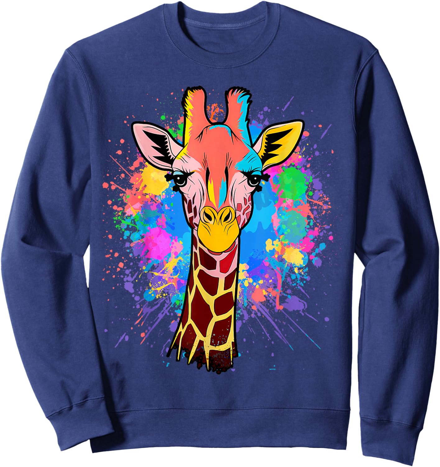 Giraffe Men Woman Colorful Watercolor Giraffe Sweatshirt - Sweatshirt | Navy