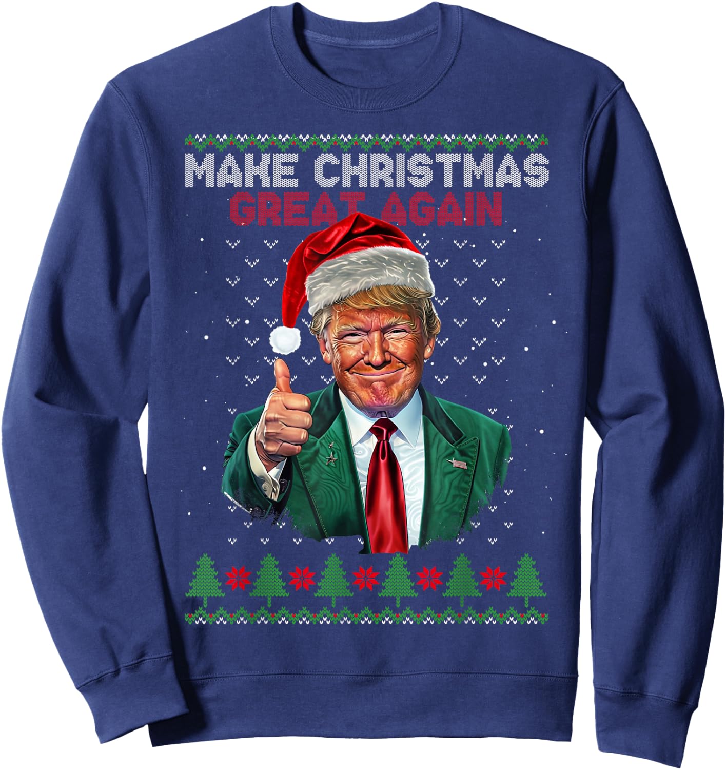 Trump Make Christmas Great Again Ugly Christmas Jumper , Black, S Sweatshirt - Sweatshirt | Navy