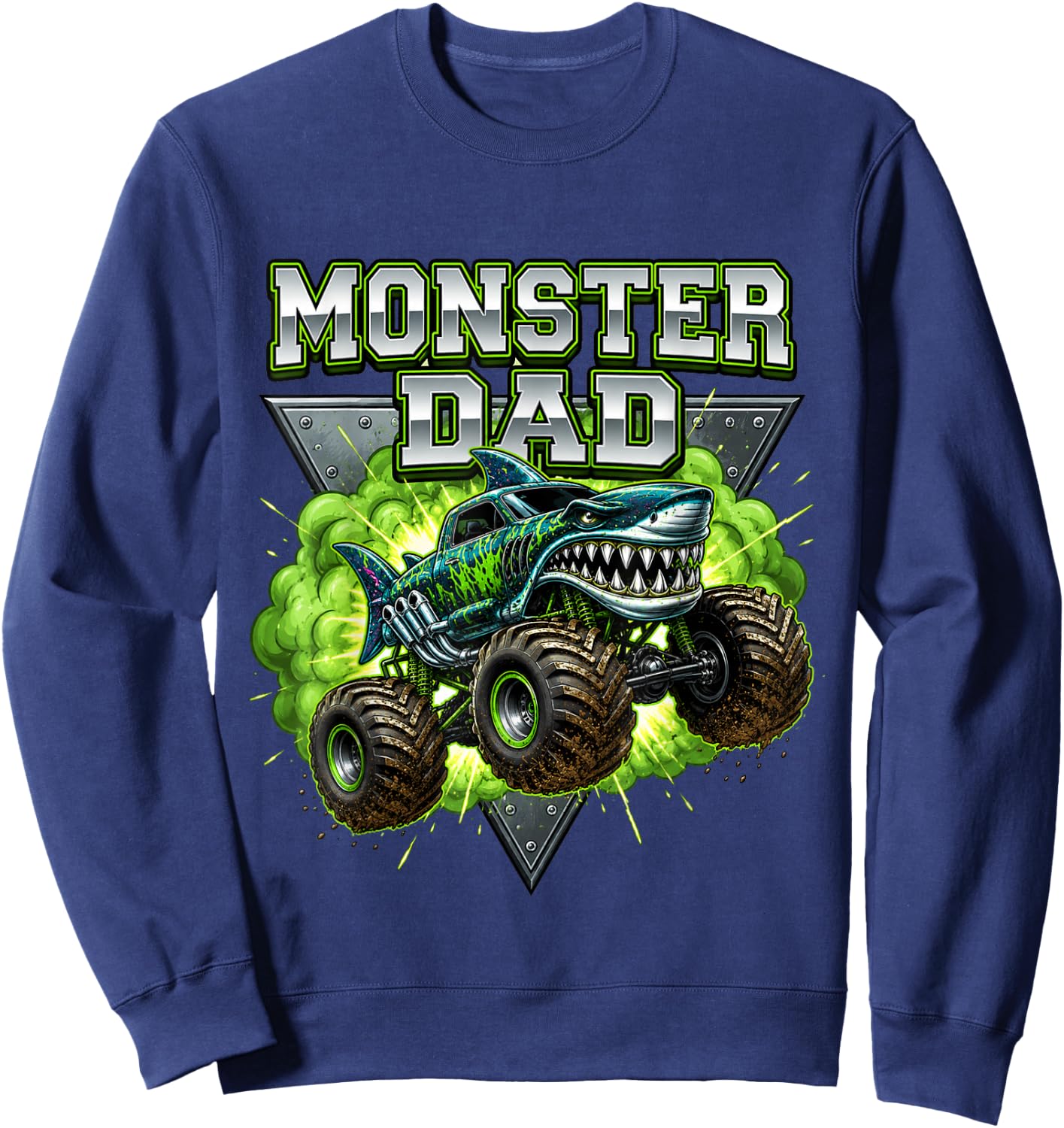 Monster Truck Dad Family Matching Daddy Apparel Father's Day Sweatshirt - Sweatshirt | Navy