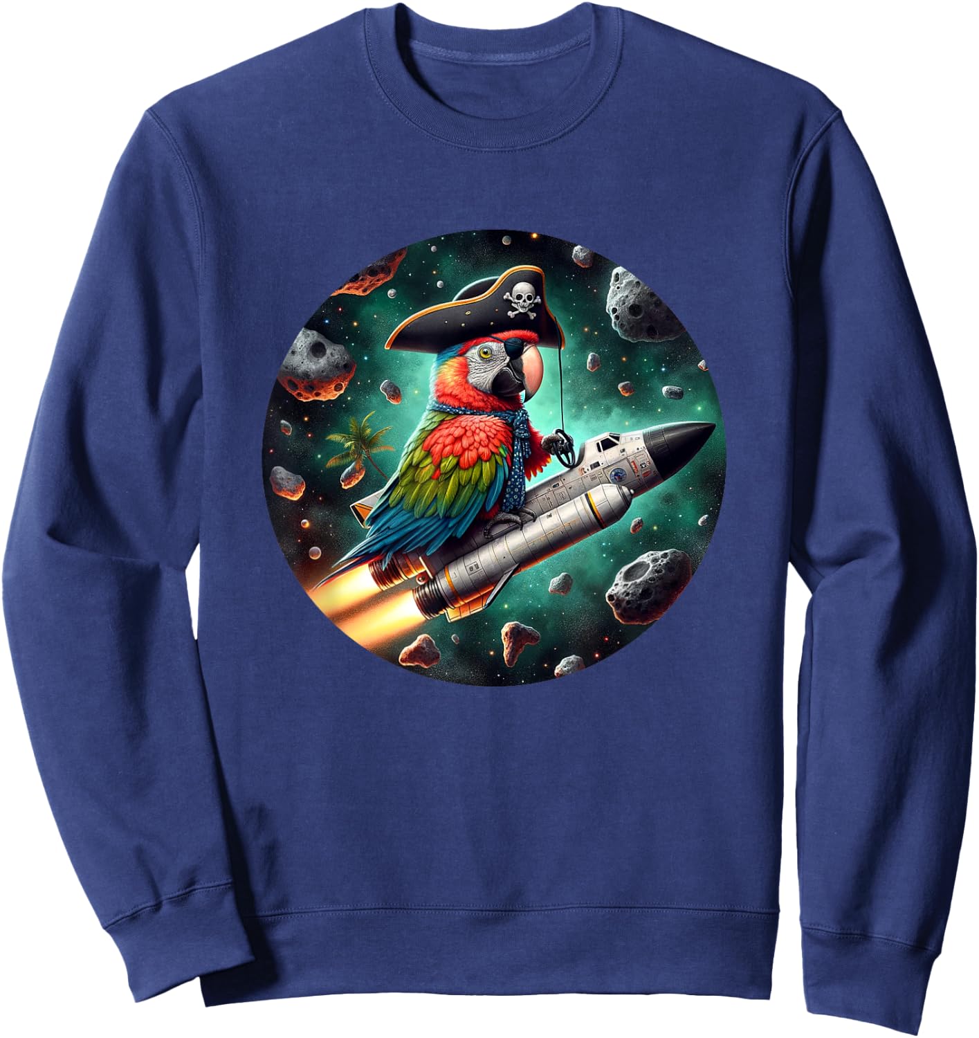 Funny Pirate Parrot in Space Sweatshirt - Sweatshirt | Navy