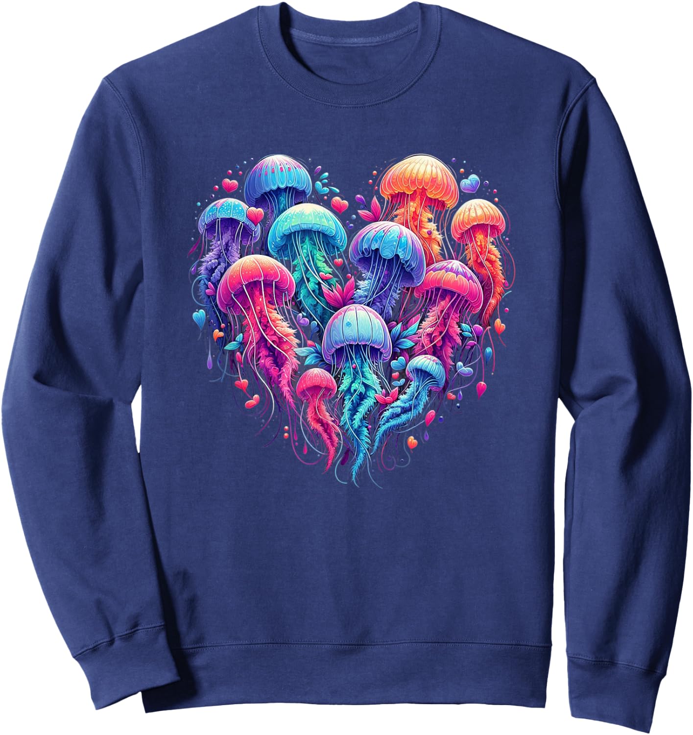 Jellyfish Love Beautiful Colorful Jellyfish Art Fish Sweatshirt - Sweatshirt | Navy