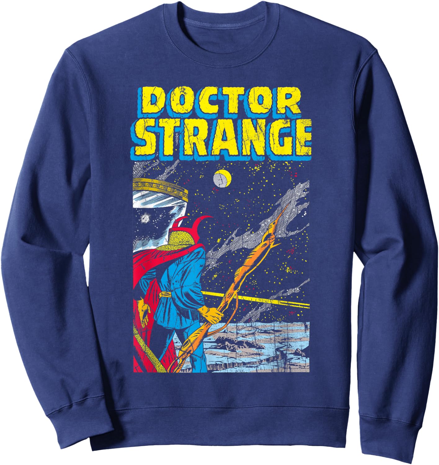 Marvel Doctor Strange Galaxy Retro Comic Graphic Sweatshirt - Sweatshirt | Navy