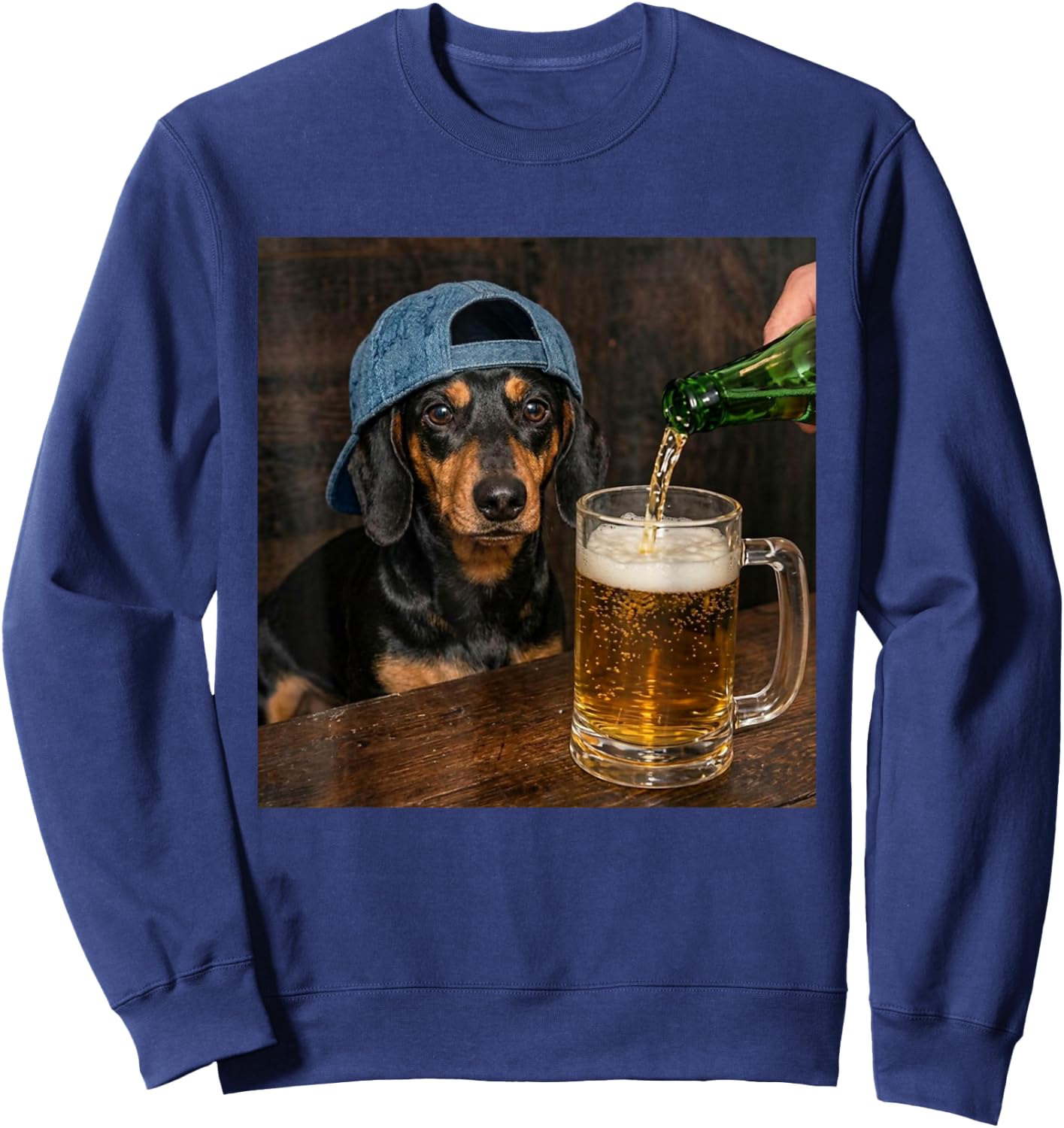Teckel Buvant de la bière drôle Teckel Meme Sweatshirt - Sweatshirt | Navy