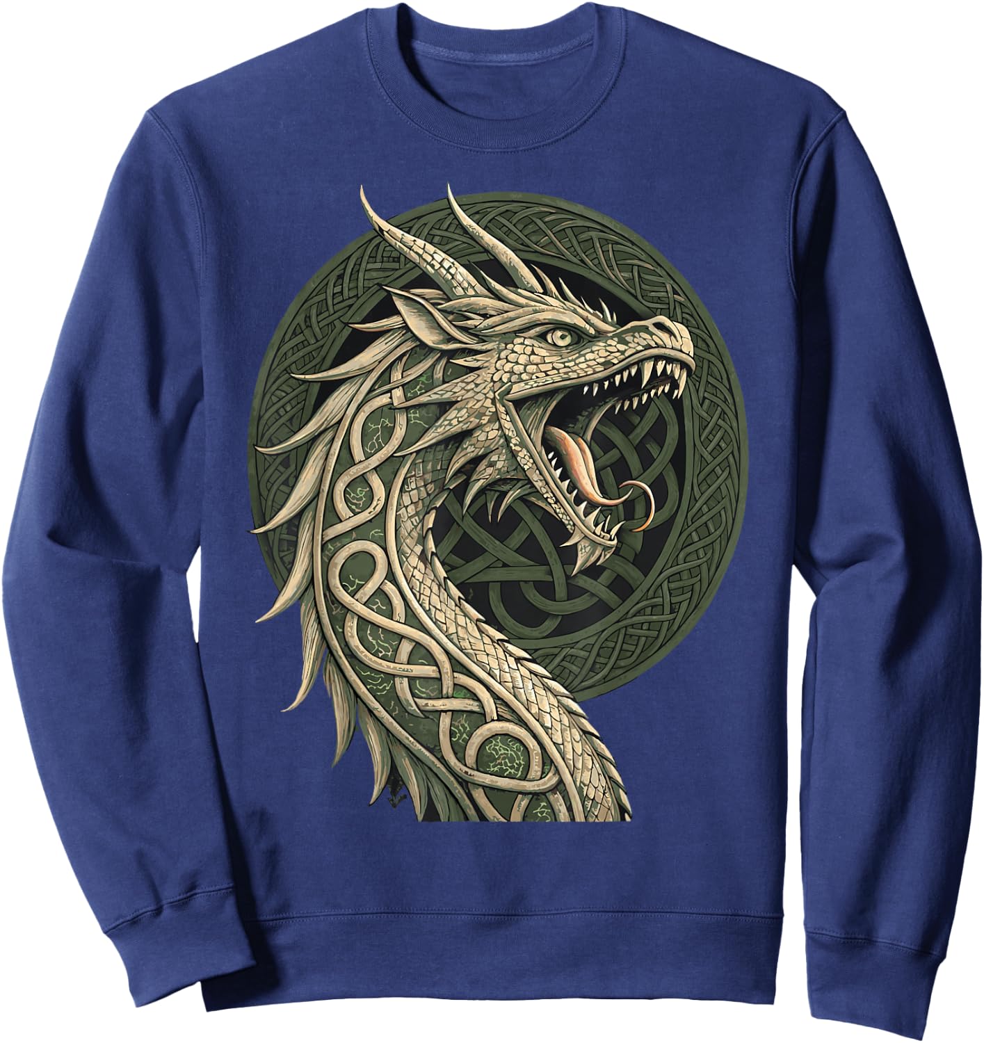 Nordic Rune Dragon – Viking Knotwork Norse Sweatshirt - Sweatshirt | Navy