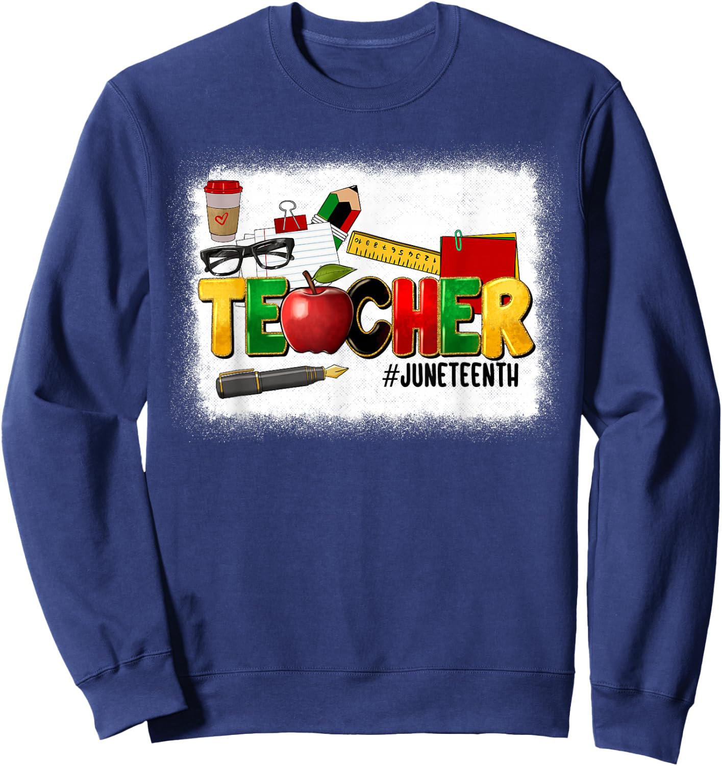 Juneteenth Teacher 1865 Black History Month Melanin Teaching Sweatshirt - Sweatshirt | Navy