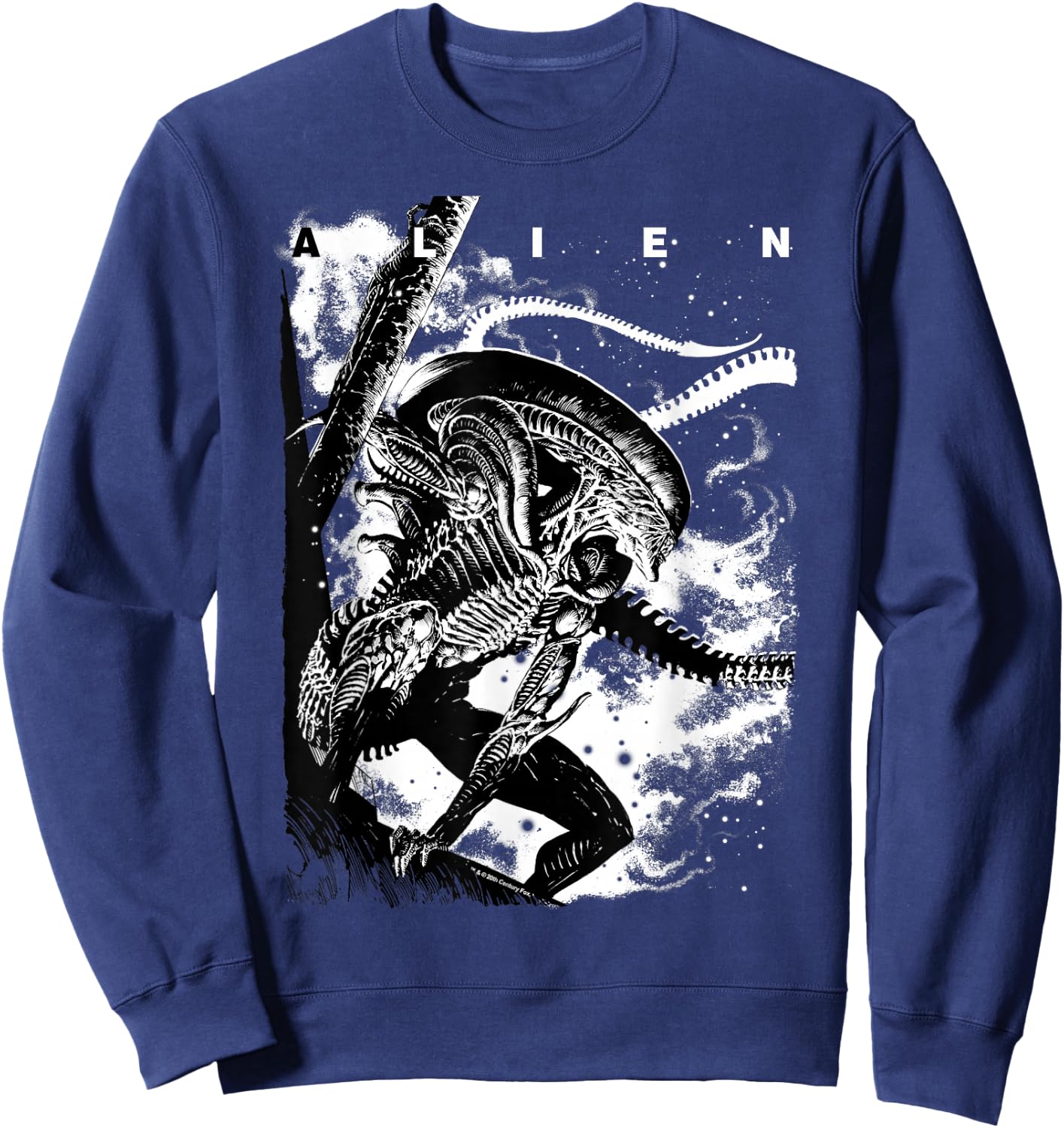 Aliens Iconic Epic Xenomorph in The Dark Big Chest Poster Sweatshirt - Sweatshirt | Navy