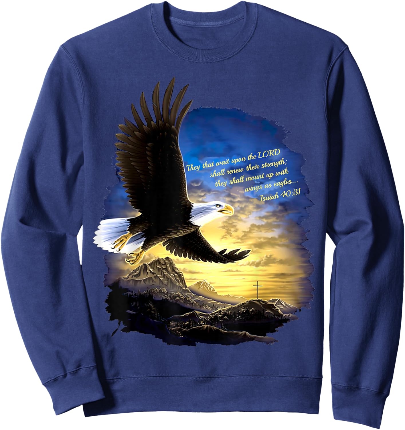 Jesaja 40:31 Berg Flügel als Adler Christlicher Bibelvers Sweatshirt - Sweatshirt | Navy