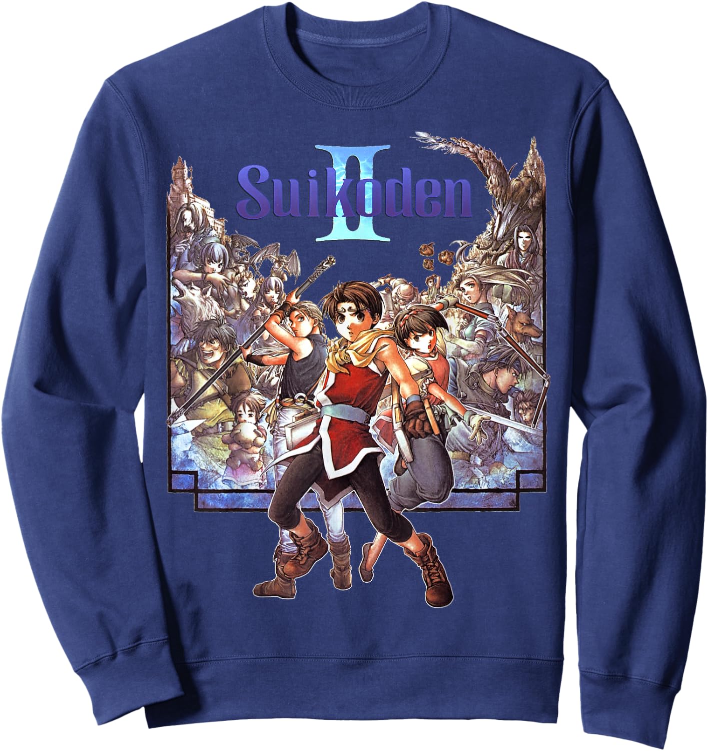 Suikoden II Box Art Episches Abenteuer, Retro-Spiel, Hommage Art Sweatshirt - Sweatshirt | Navy