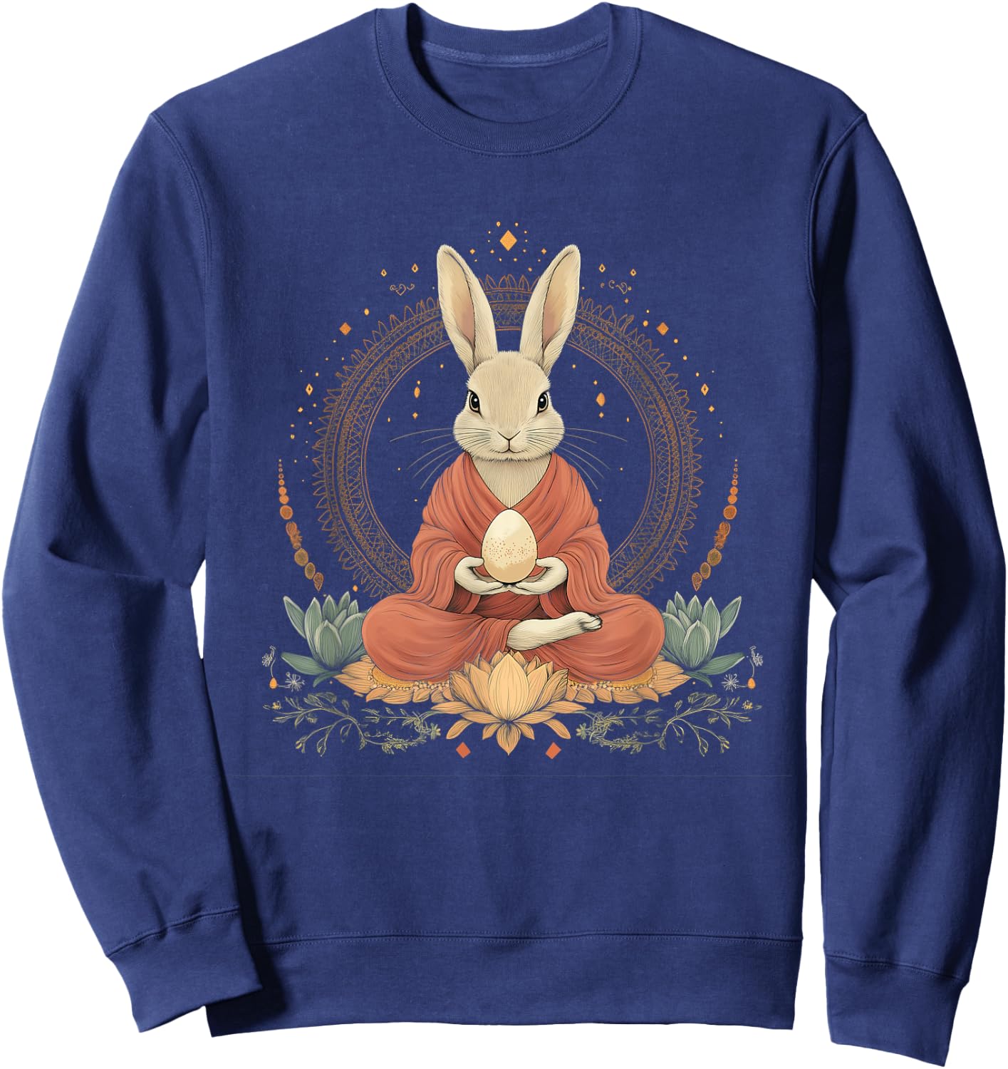Zen Bunny Mandala - Spiritual Easter Art Sweatshirt - Sweatshirt | Navy