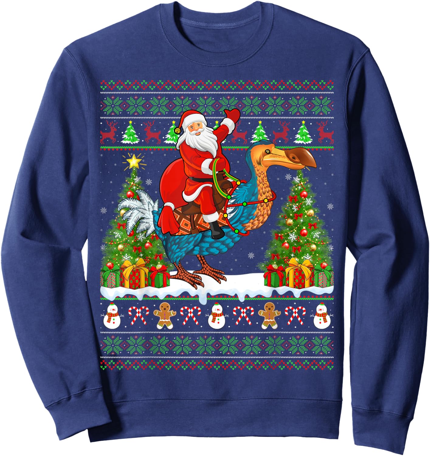 Dodo Bird Lover Funny Ugly Santa Riding Dodo Christmas Sweatshirt - Sweatshirt | Navy