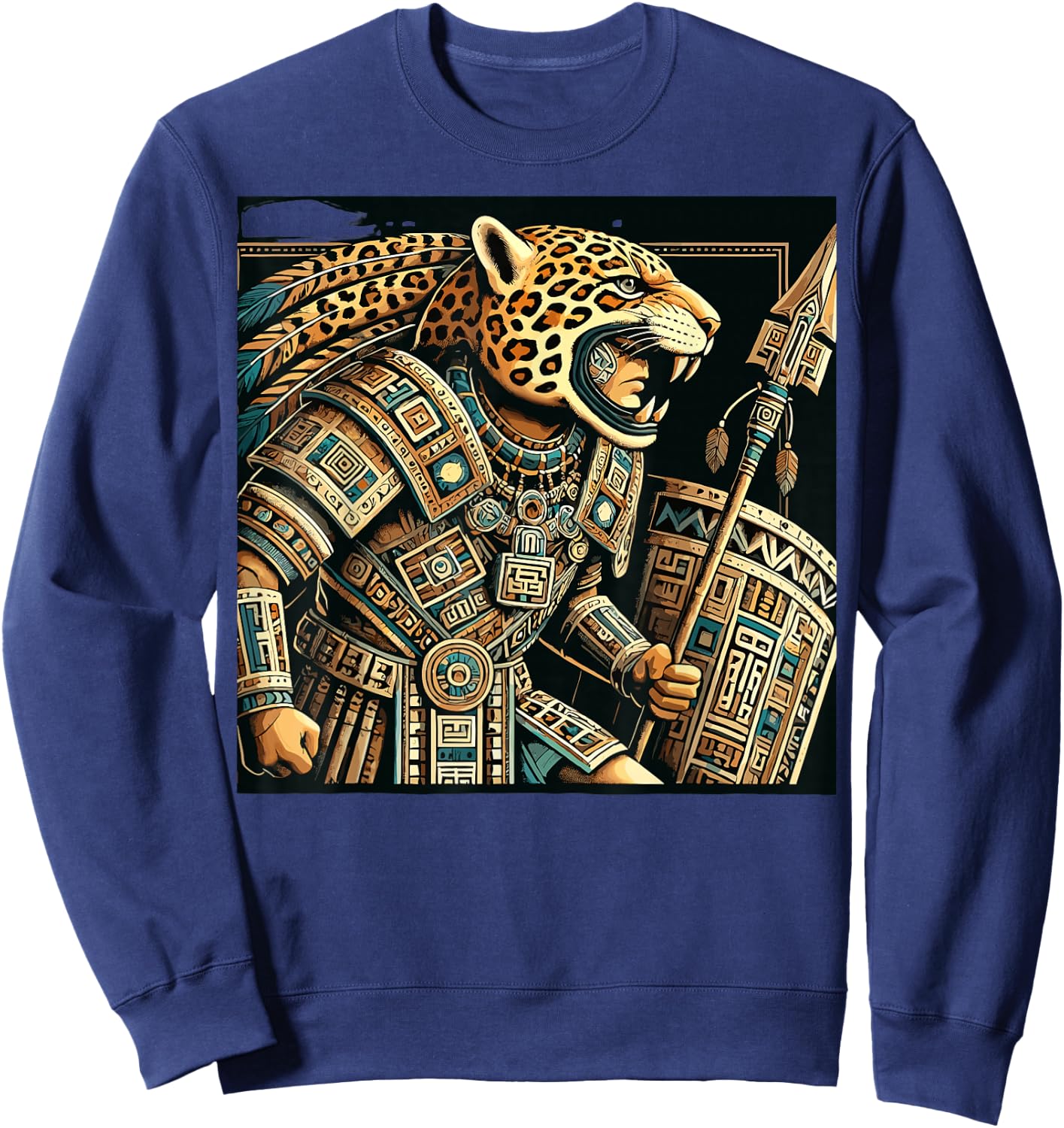 Penachos Aztecas Mexico Aztec Warrior Costume Mayan Jaguar Sweatshirt - Sweatshirt | Navy
