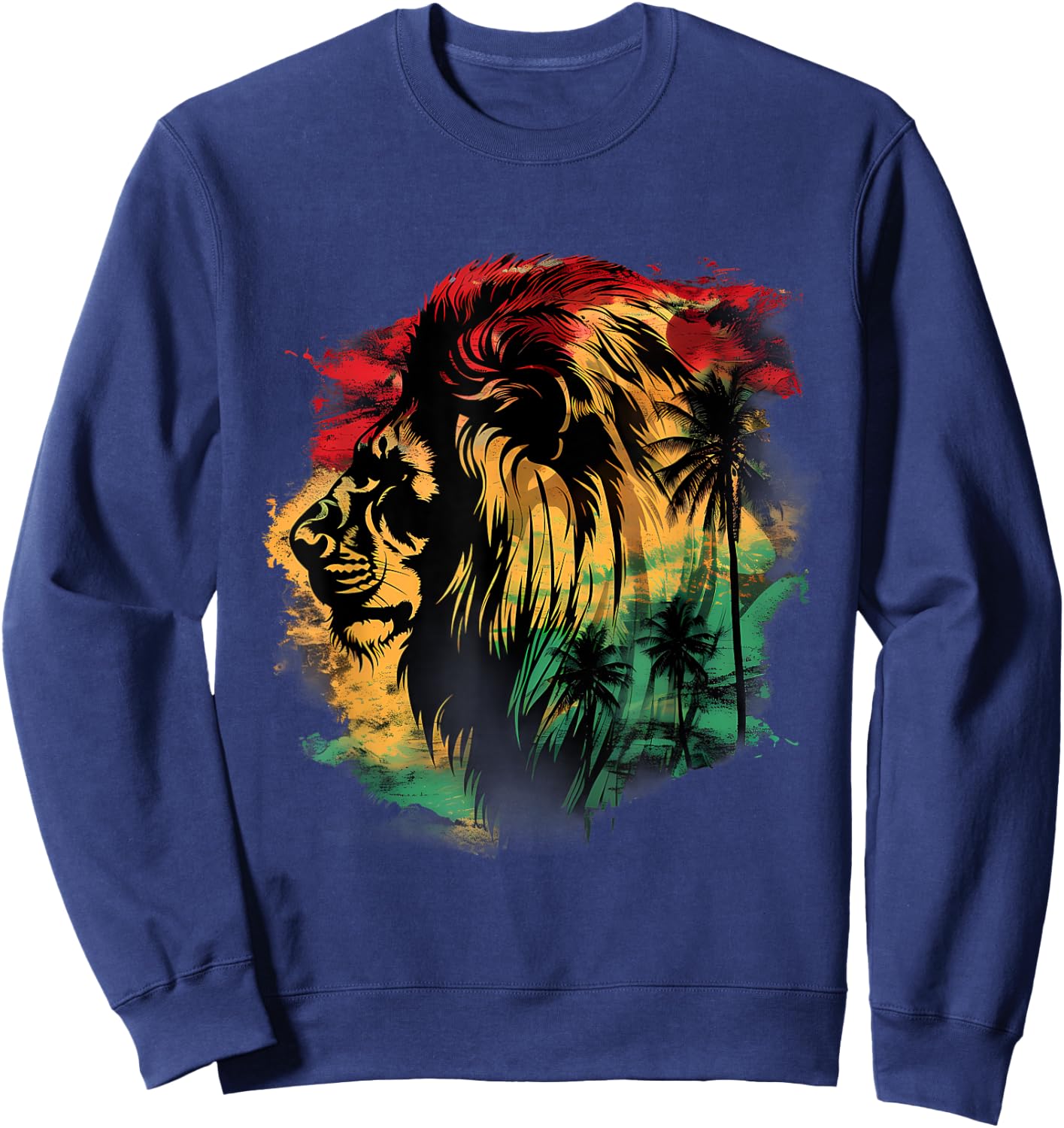 Rasta Reggae Lion Rastafarian Roots Lion Of Judah Jamaica Sweatshirt - Sweatshirt | Navy