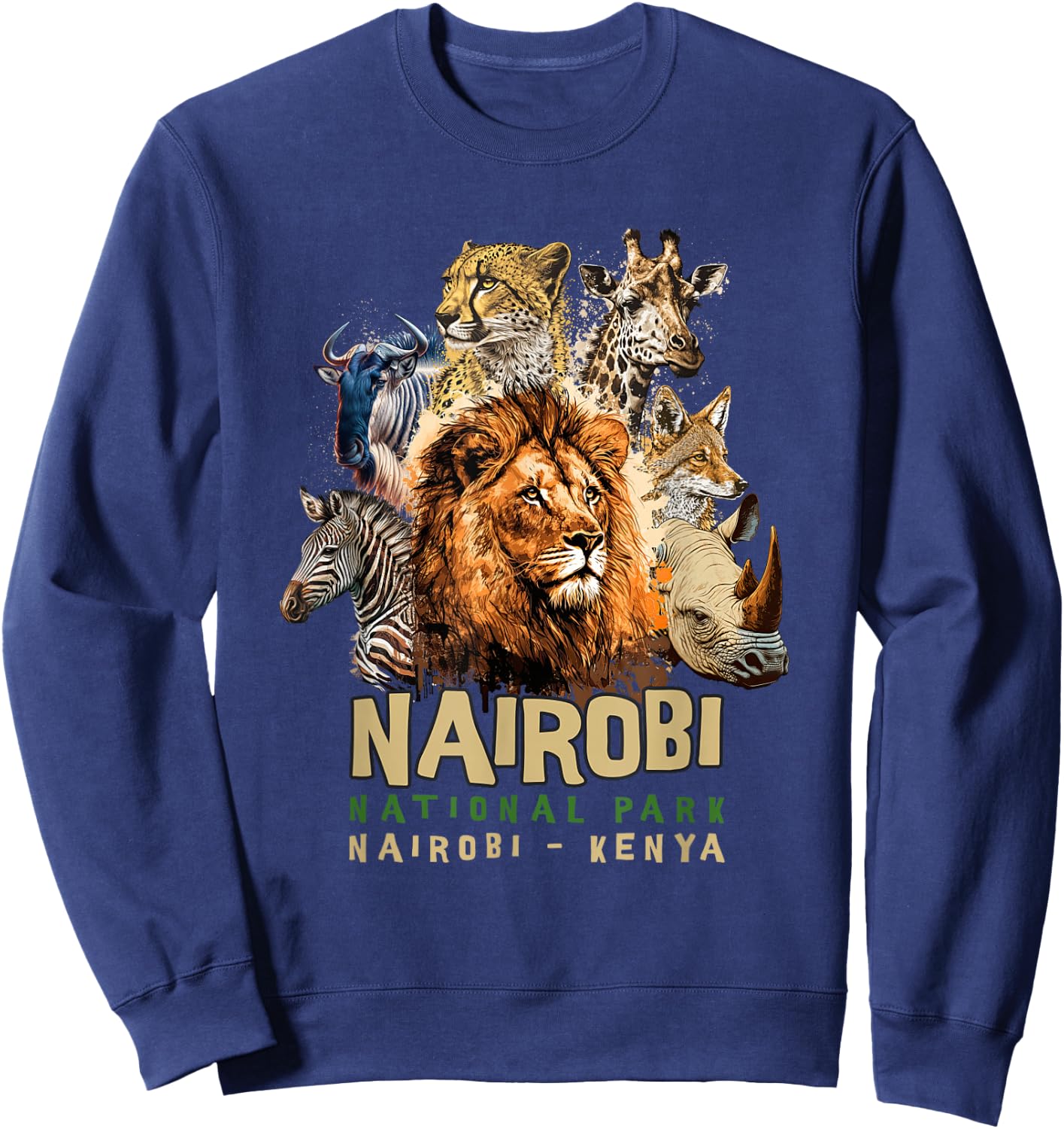 Animals in African Nairobi National Park Safari Kenya Sweatshirt - Sweatshirt | Navy