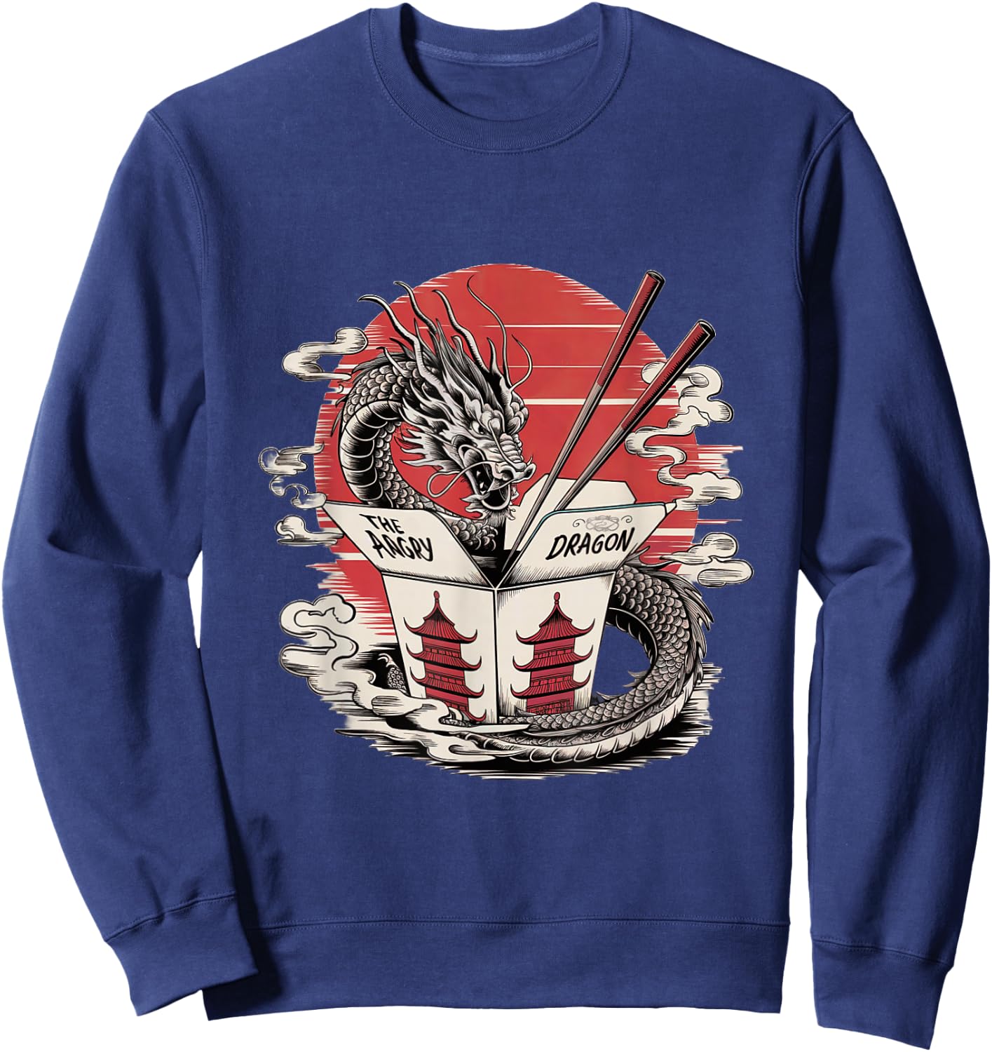 Angry Dragon Takeout – Asian Food Box & Ramen Dragon Design Sweatshirt - Sweatshirt | Navy