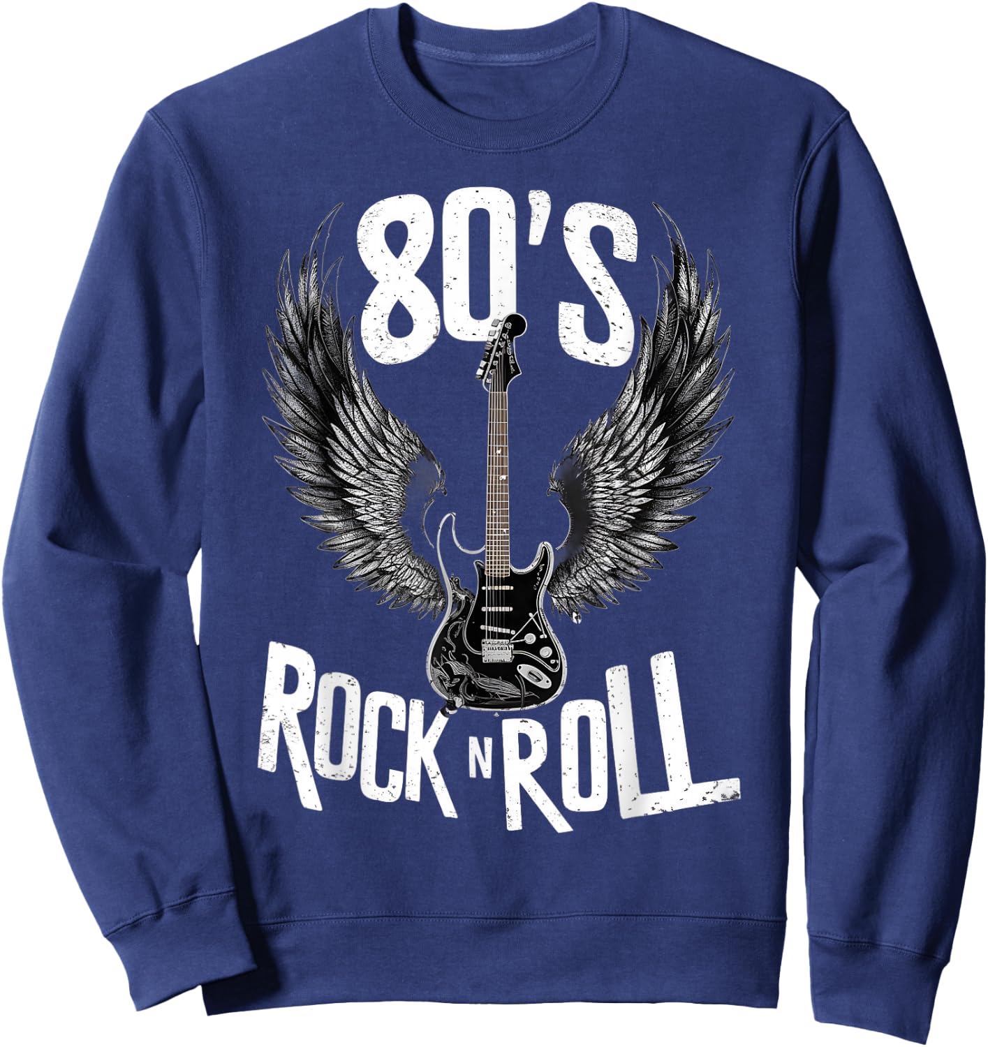 Vintage Guitar Wings, Music Rock & Roll Retro 70s & 80s , Black, S Sweatshirt - Sweatshirt | Navy