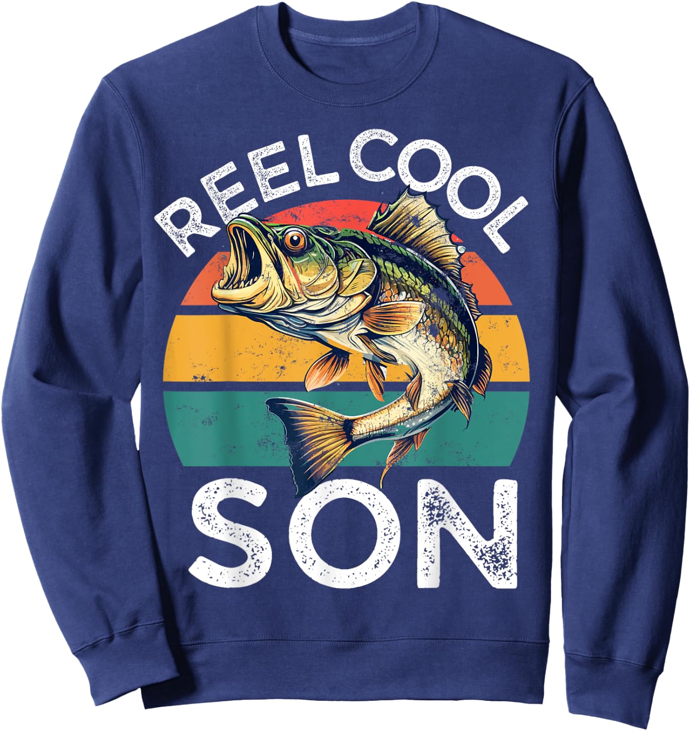 Fishing Reel Cool Son Fathers Day Funny Bass Grandson in Law Sweatshirt - Sweatshirt | Navy