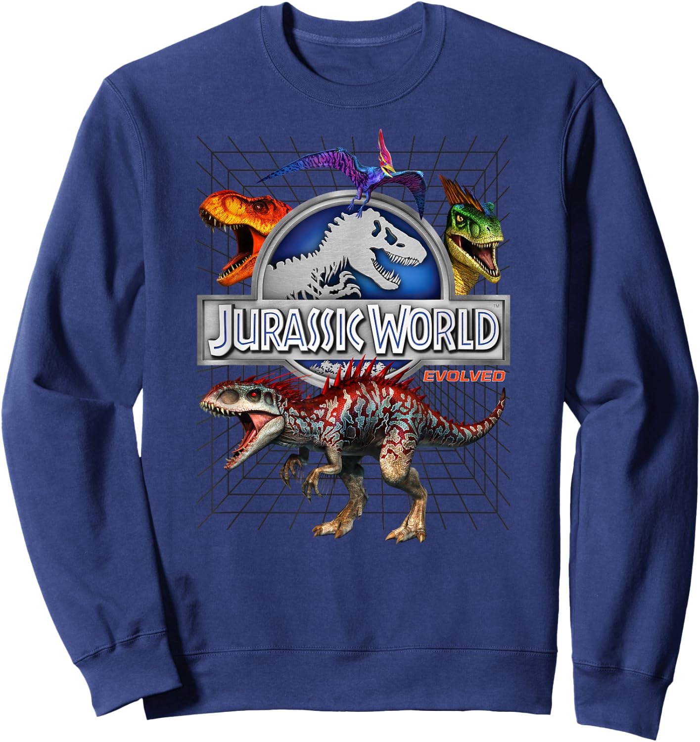 Jurassic World Evolved Dino Grid T-Rex Sweatshirt - Sweatshirt | Navy