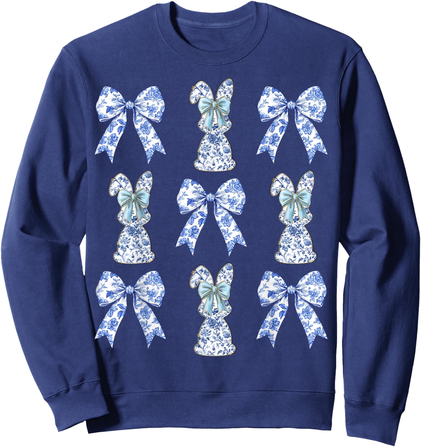 Easter Bunny Coquette Cowgirl Bows Y2K Teen Girls Top Sweatshirt - Sweatshirt | Navy