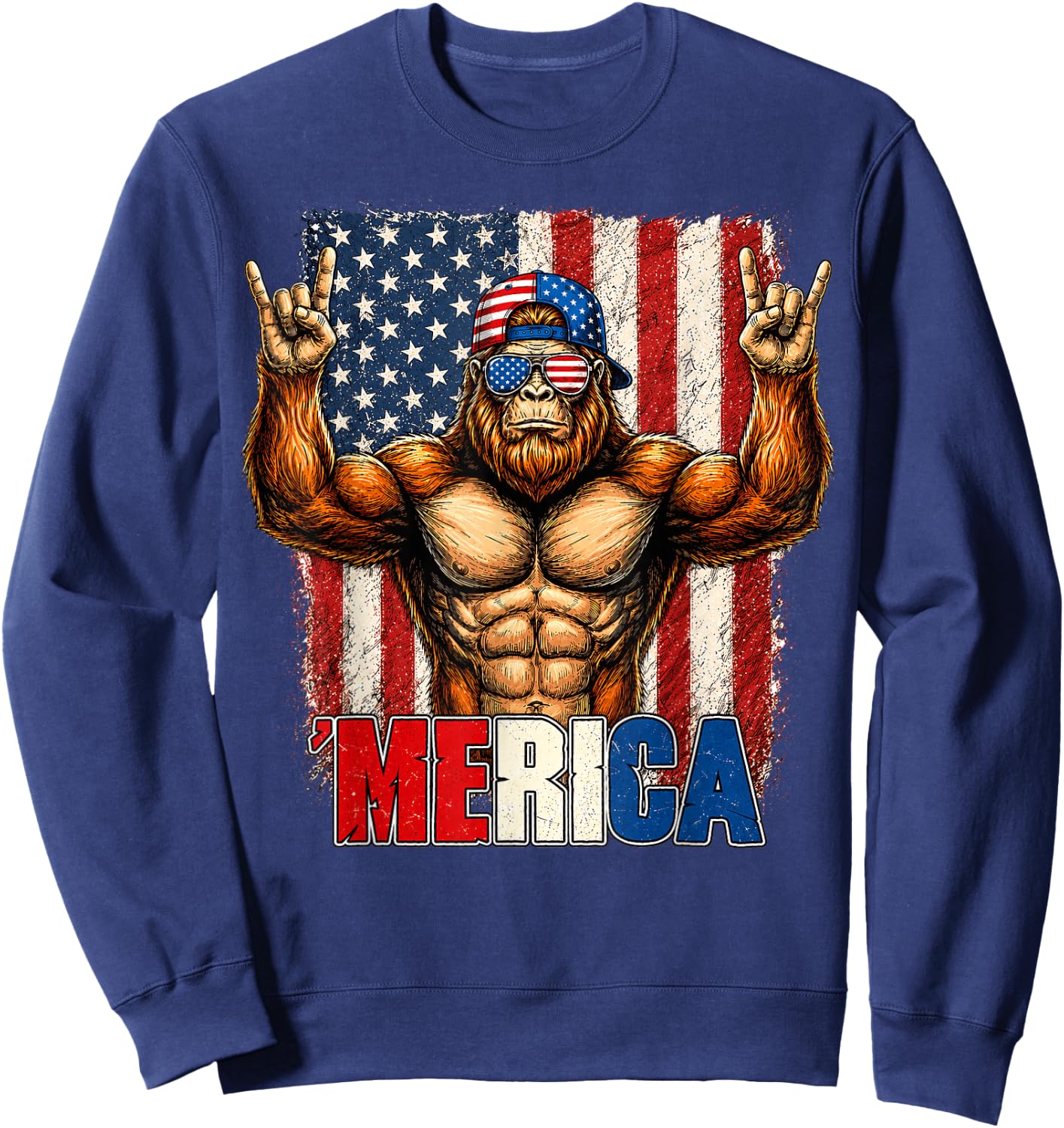 4th of July Merica Bigfoot USA Men Sweatshirt - Sweatshirt | Navy