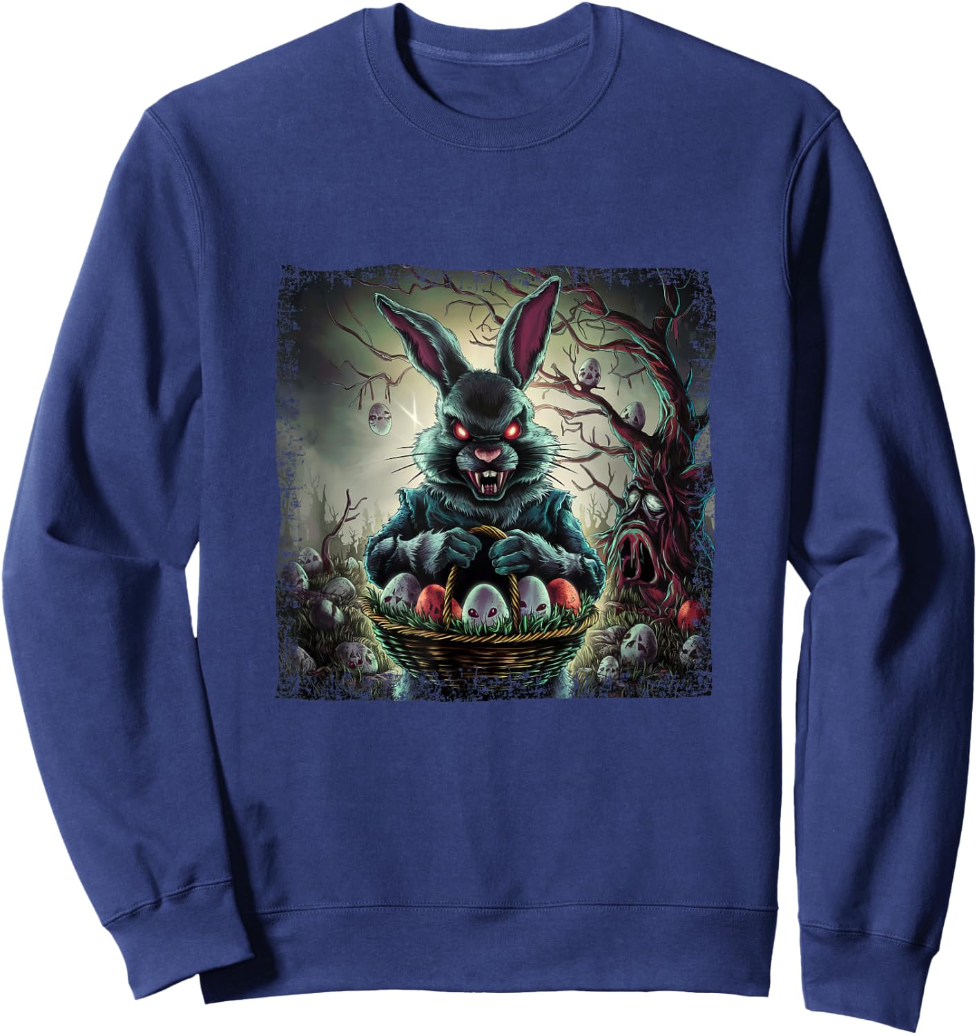 Easter Bunny Horror Rabbit Easter Egg Sweatshirt - Sweatshirt | Navy