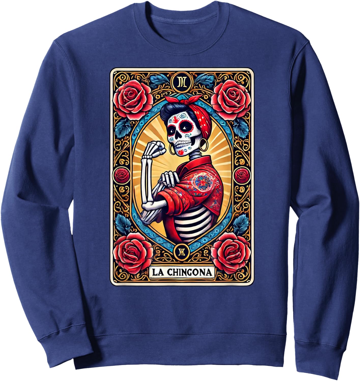 La Chingona Tarot Card - Latina Power & Pride Sweatshirt - Sweatshirt | Navy
