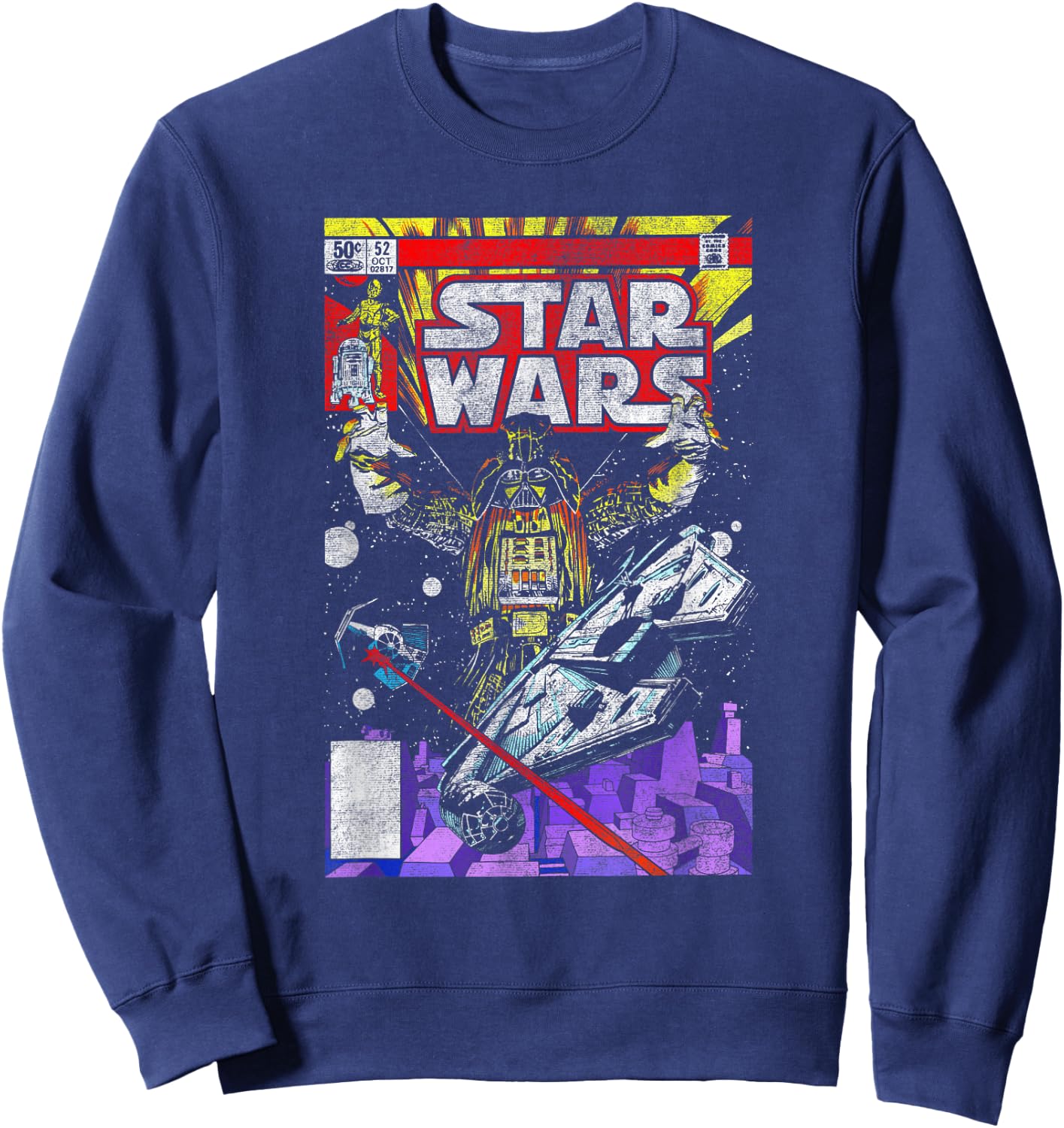 Star Wars Darth Vader Galaxy Retro Vintage Comic Style Cover Sweatshirt - Sweatshirt | Navy