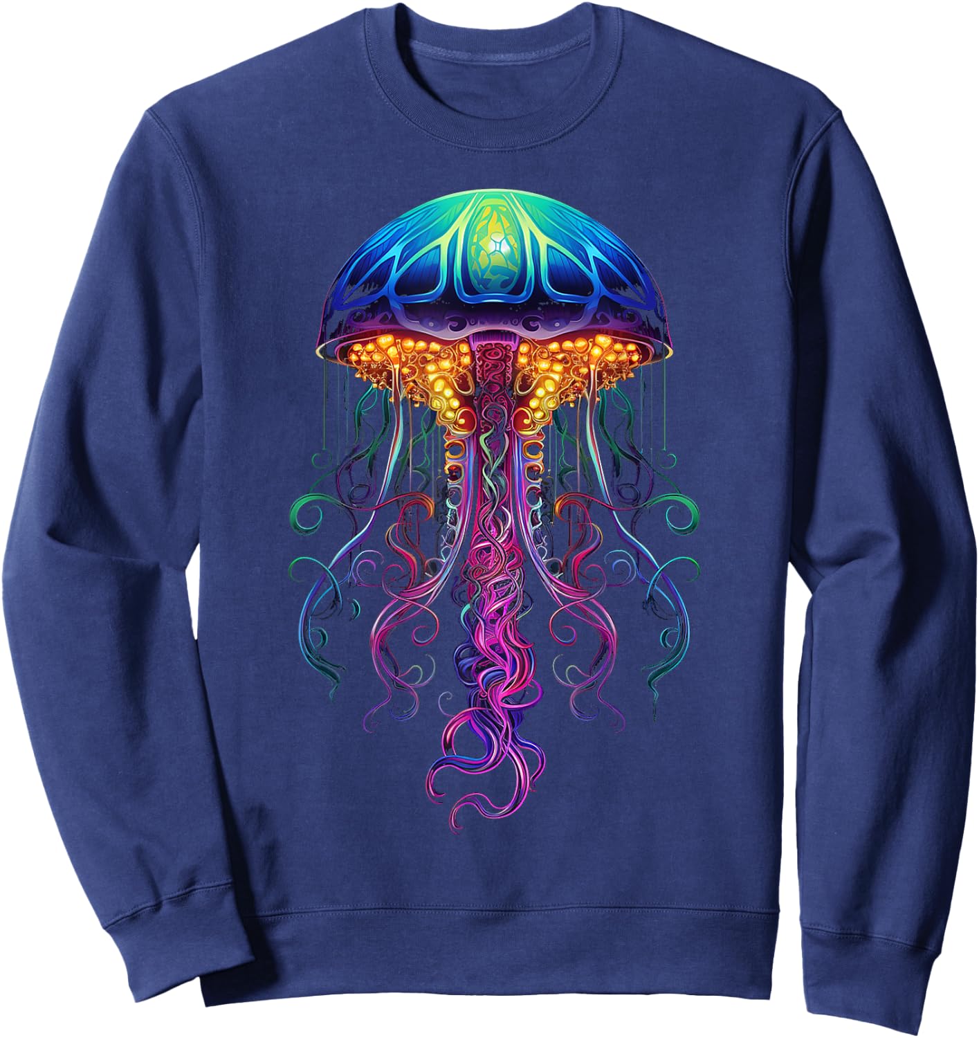 Jellyfish Fantasy Animal Colorful Art Jellyfish Sweatshirt - Sweatshirt | Navy