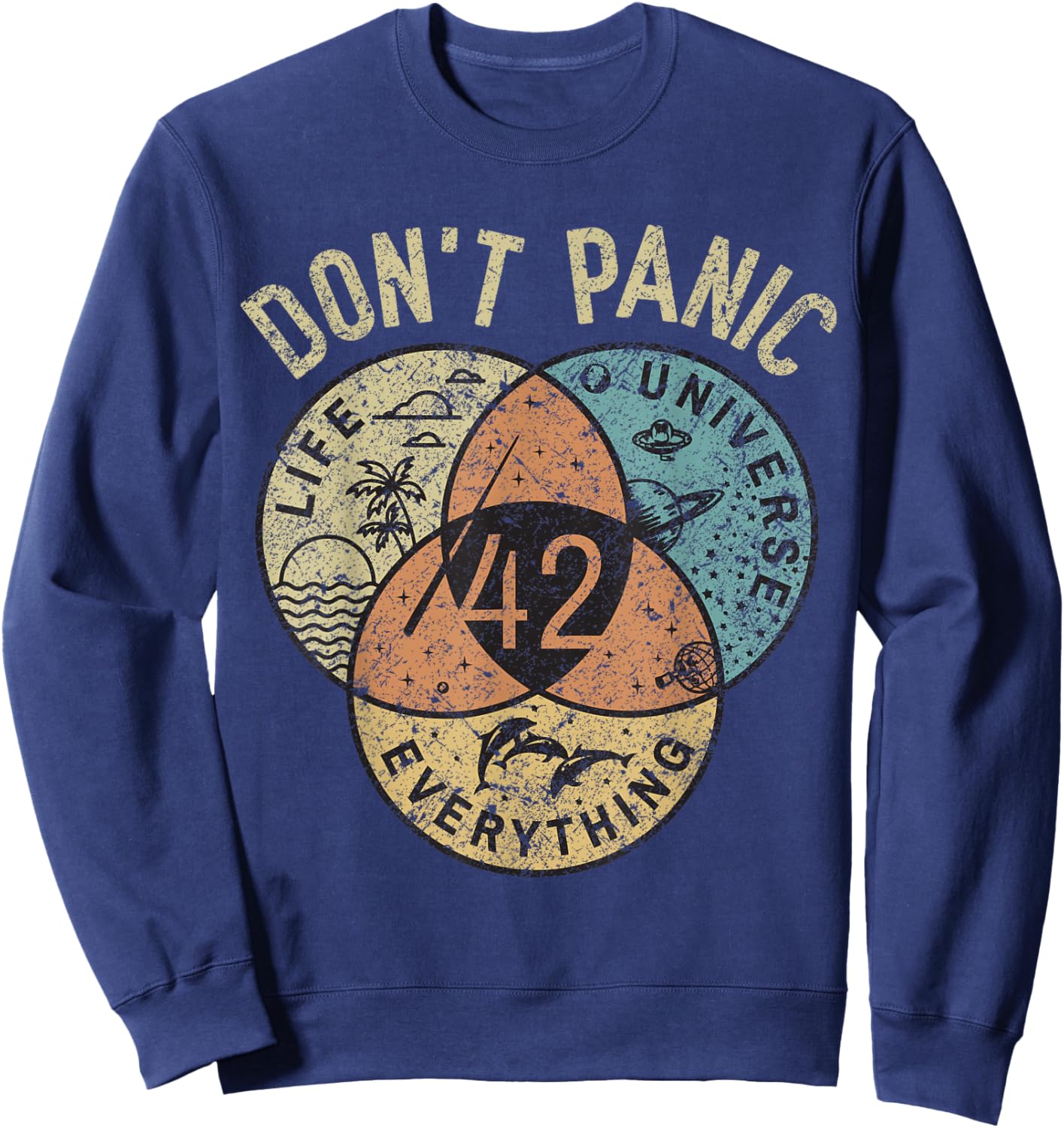 42 Answer to Life, the Universe and Everything No Panic , black Sweatshirt - Sweatshirt | Navy