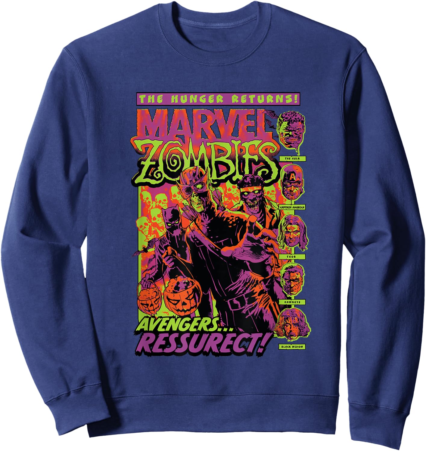 Marvel Zombies Avengers Resurrect Hunger Returns Halloween Sweatshirt - Sweatshirt | Navy