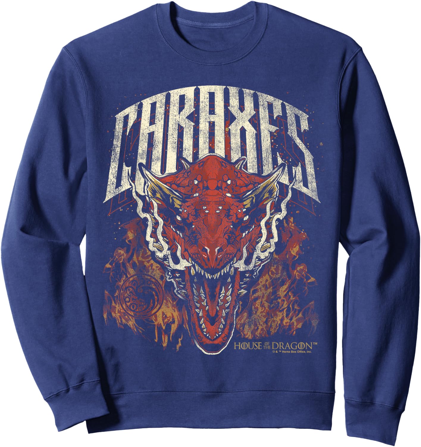 House of The Dragon Targaryen Caraxes in Flames Sweatshirt - Sweatshirt | Navy